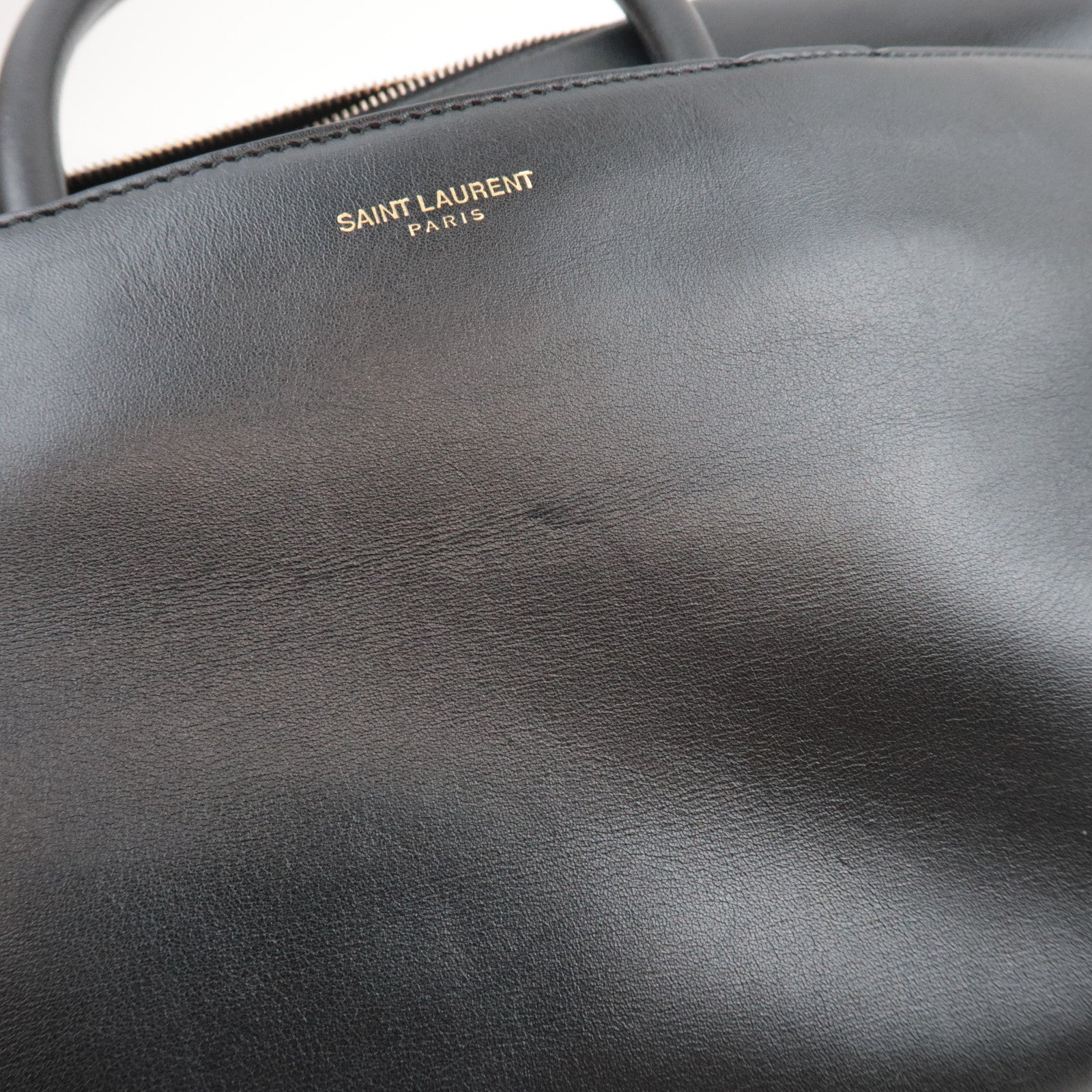 SAINT LAURENT Classic Duffle 6 Boston Bag Leather Black 322049 *Clochette