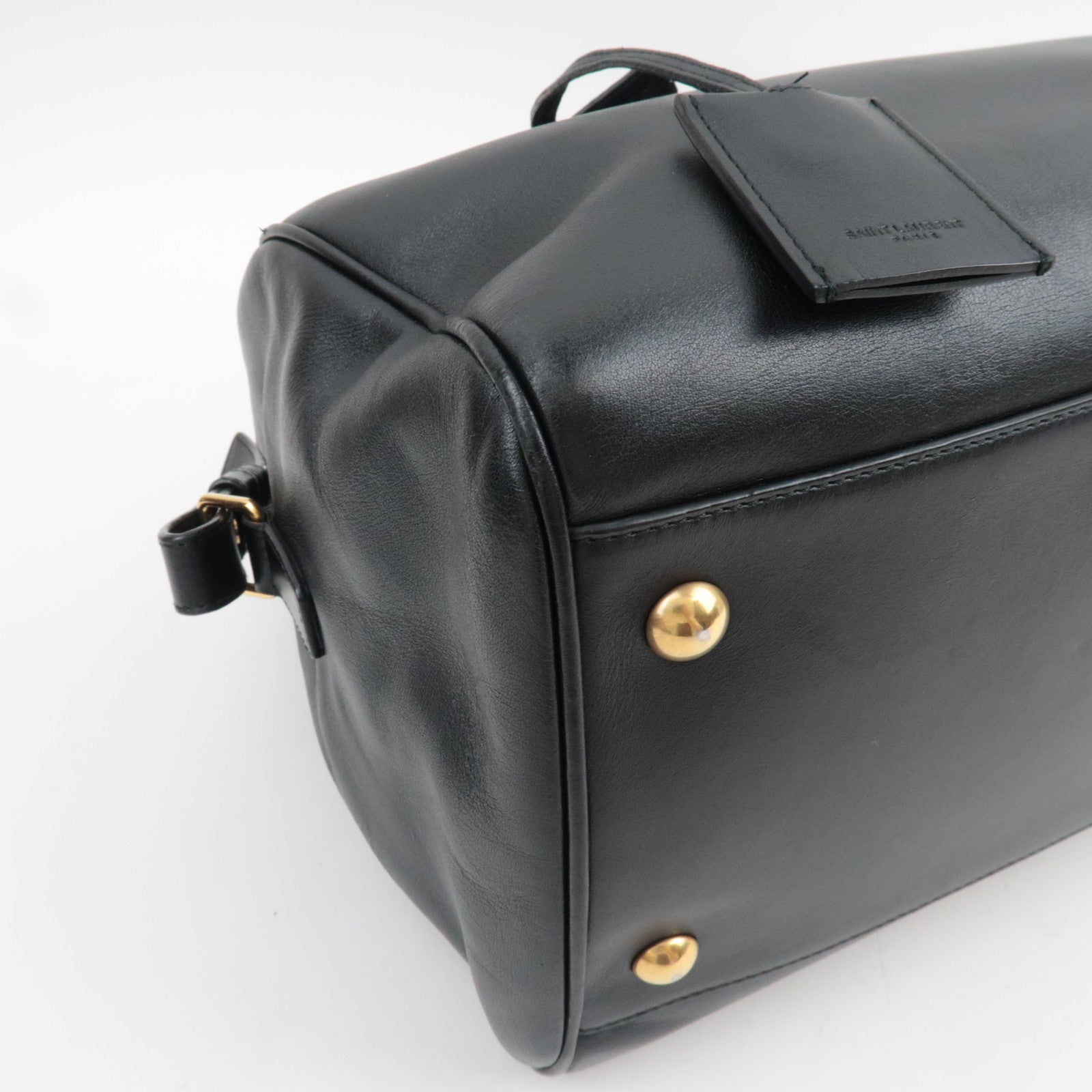 SAINT LAURENT Classic Duffle 6 Boston Bag Leather Black 322049 *Clochette