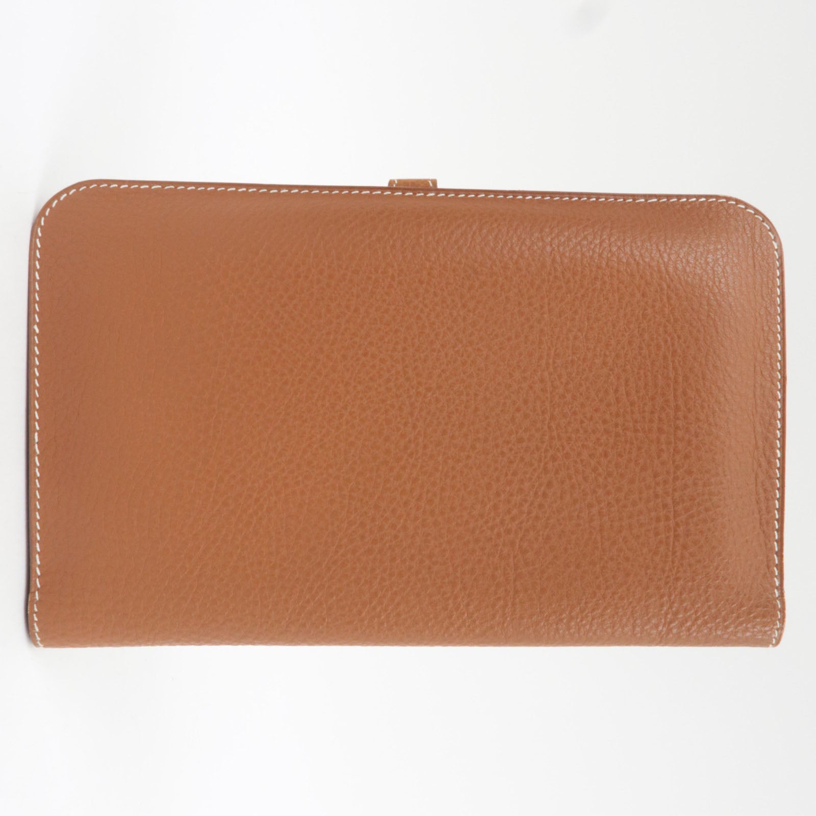 HERMES Dogon GM Bill Wallet □C Stamp (1999) Taurillon Clemence Gold *Pouch Missing