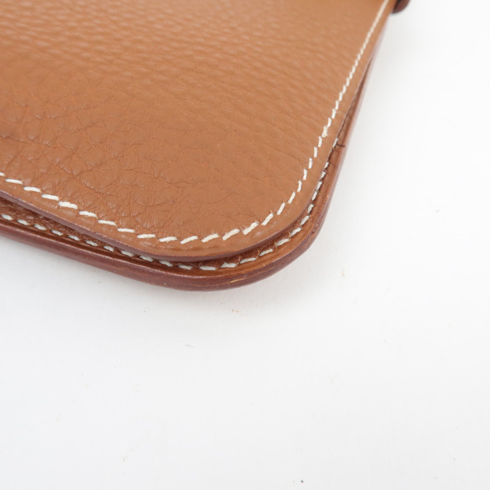 HERMES Dogon GM Bill Wallet □C Stamp (1999) Taurillon Clemence Gold *Pouch Missing