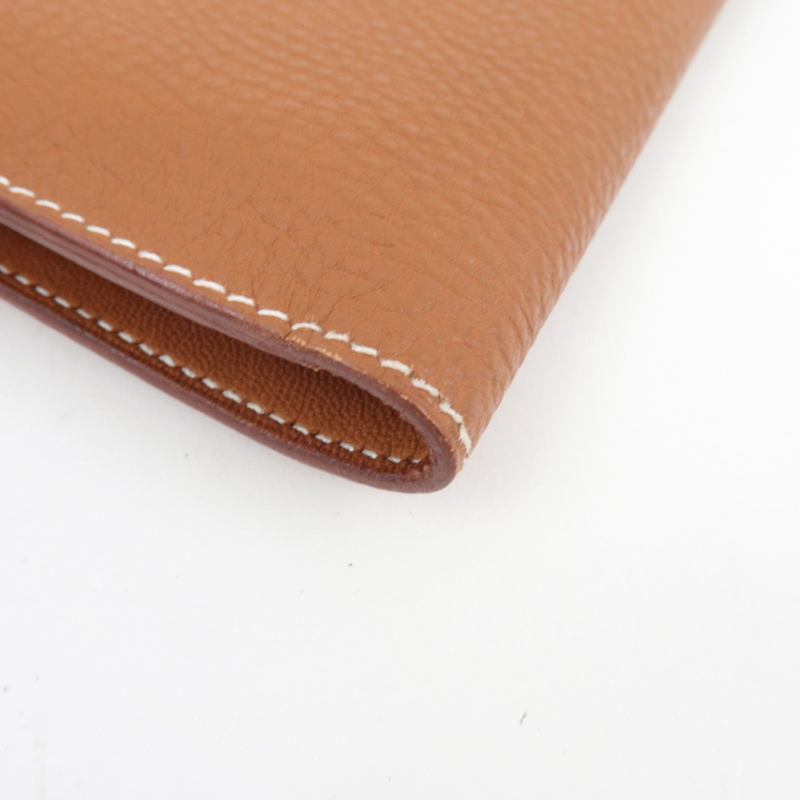 HERMES Dogon GM Bill Wallet □C Stamp (1999) Taurillon Clemence Gold *Pouch Missing