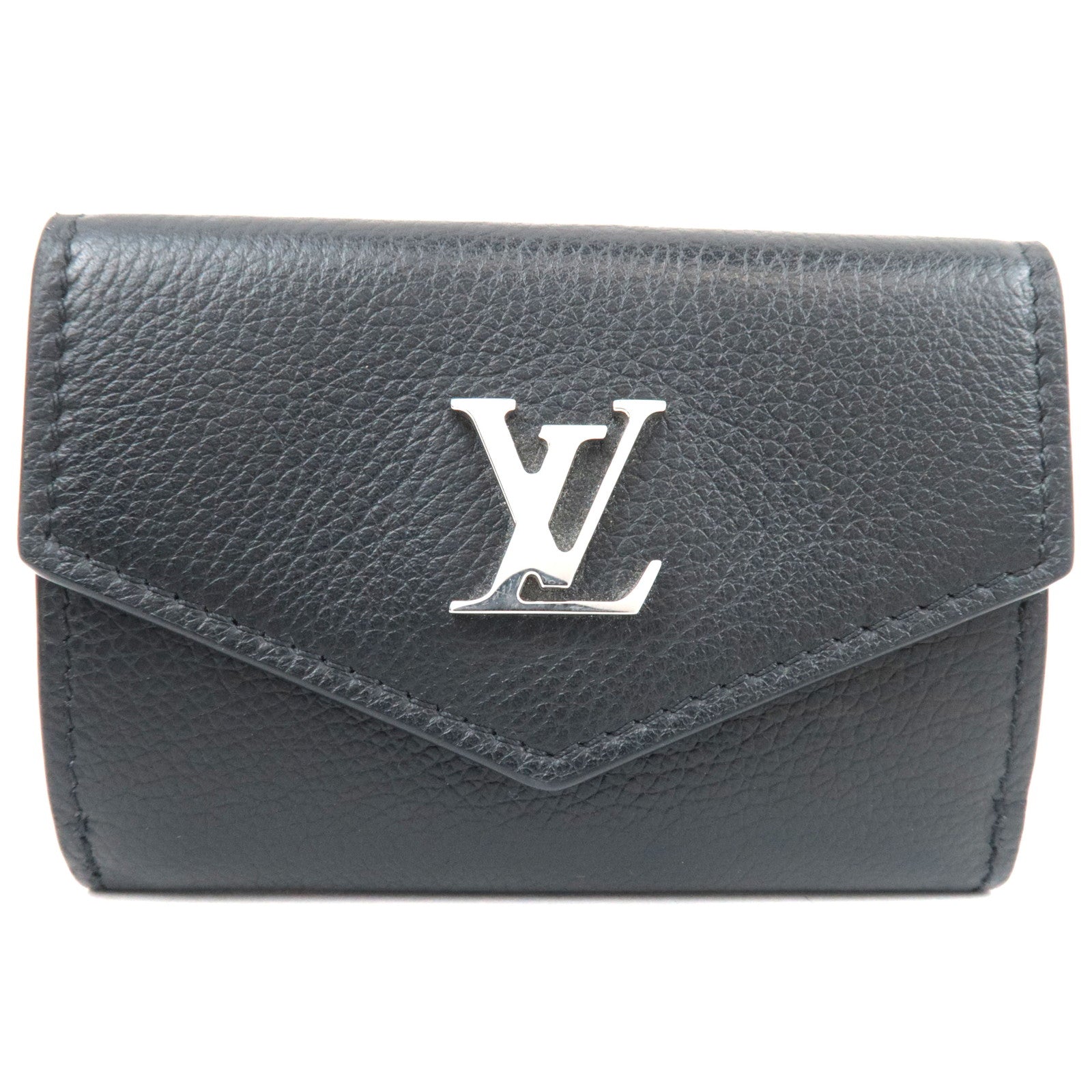 Louis Vuitton Portefeuille Lock Mini Tri-Fold Wallet Noir M63921 RFID *Box, Dust bag80703