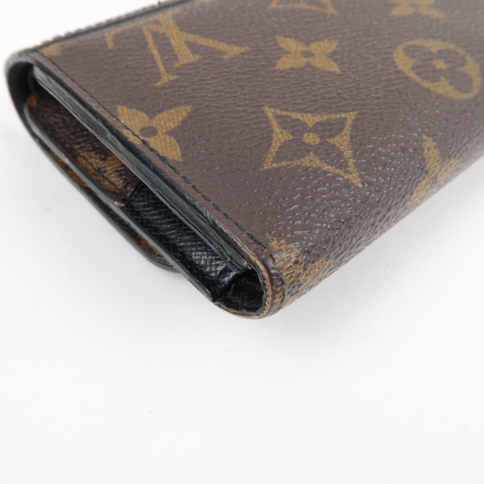 Louis Vuitton Monogram Macassar Portefeuille Compact Small Wallet M0167 MI0161 *Box, Dust bag, Chain