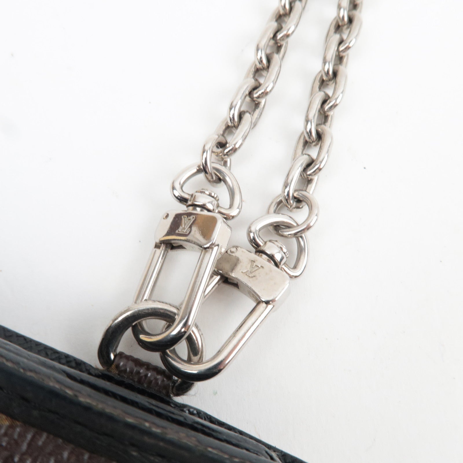 Louis Vuitton Monogram Macassar Portefeuille Compact Small Wallet M0167 MI0161 *Box, Dust bag, Chain