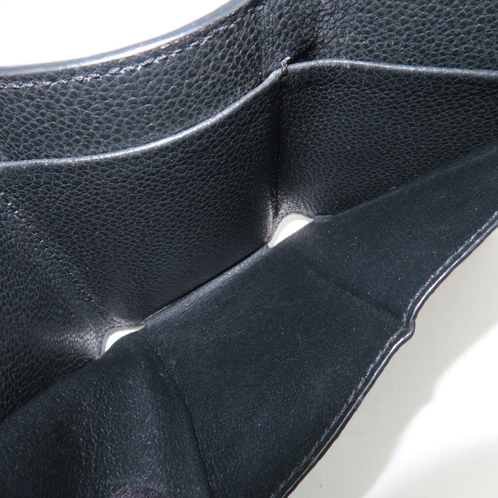 SAINT LAURENT YSL Origami Tiny Tri-Fold Wallet Leather Black Silver HDW 669959