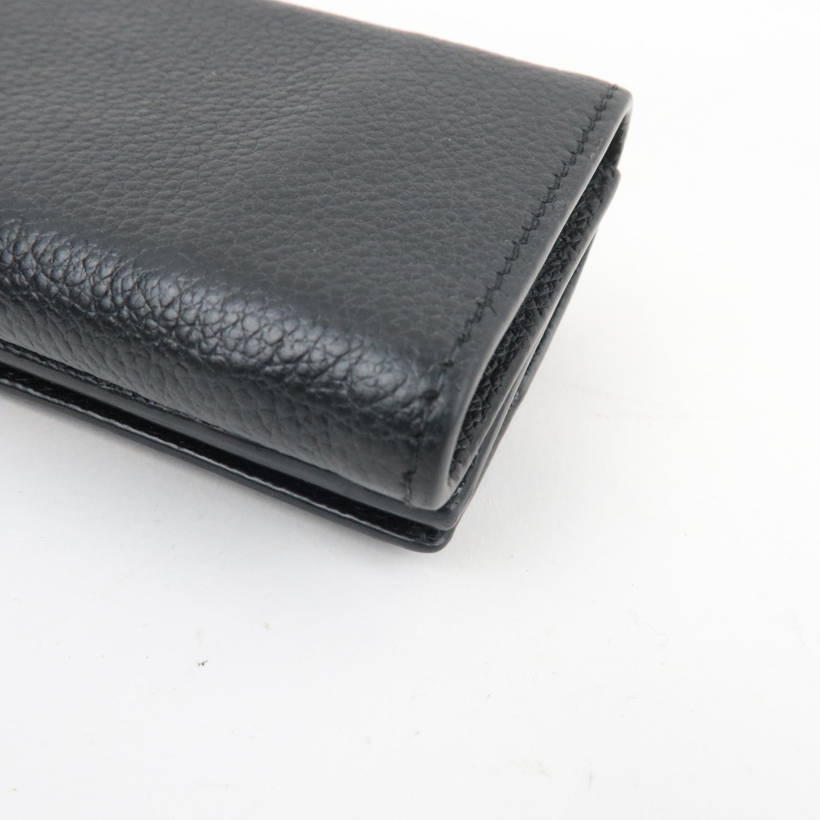 SAINT LAURENT YSL Origami Tiny Tri-Fold Wallet Leather Black Silver HDW 669959