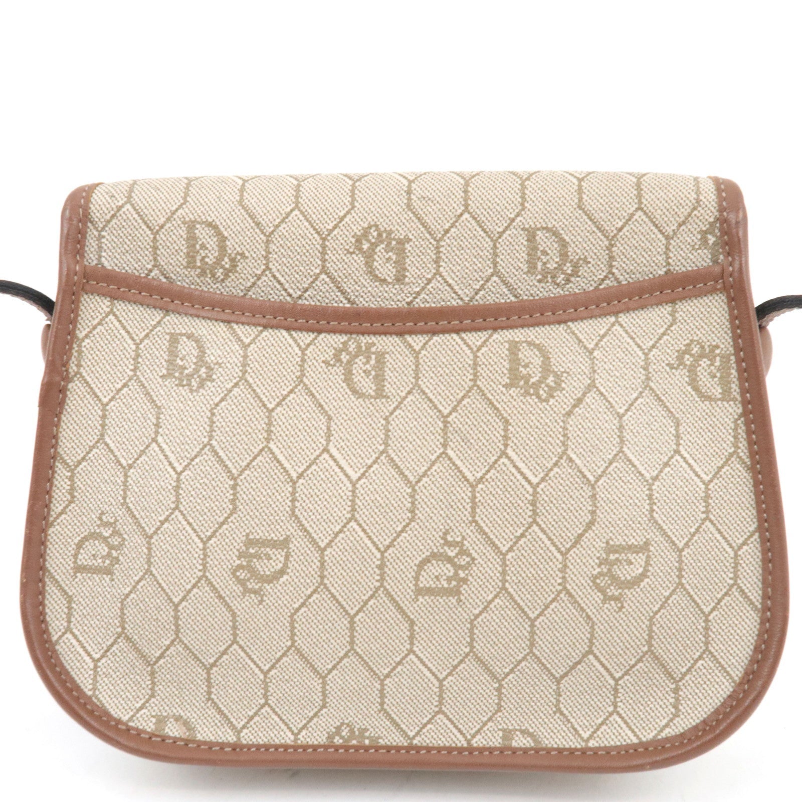 Christian Dior Honeycomb Mini Shoulder Bag PVC Leather Beige Brown