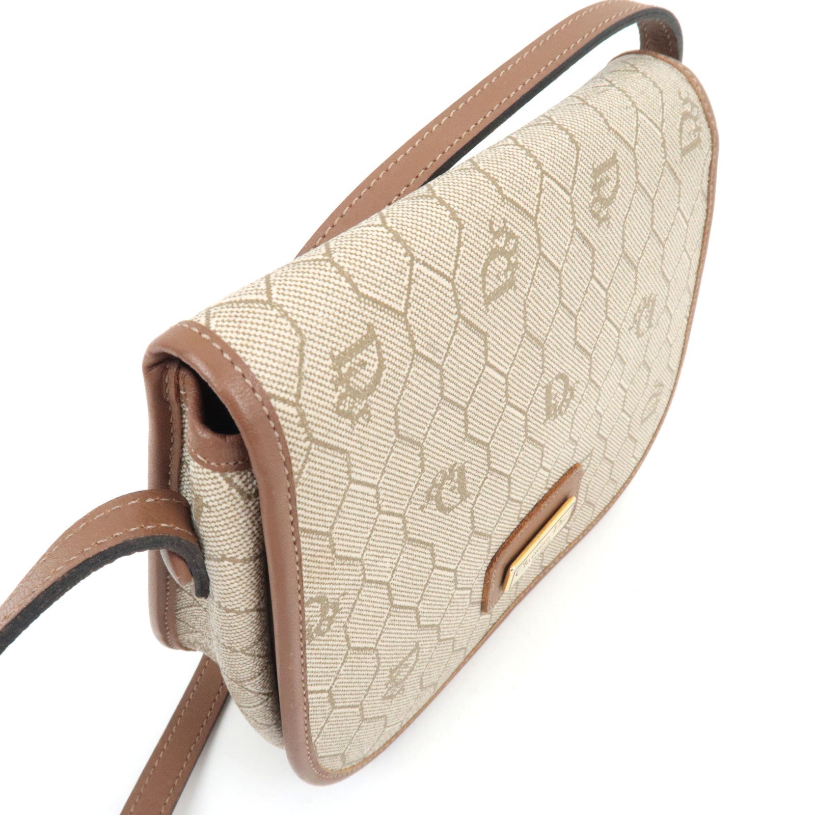 Christian Dior Honeycomb Mini Shoulder Bag PVC Leather Beige Brown