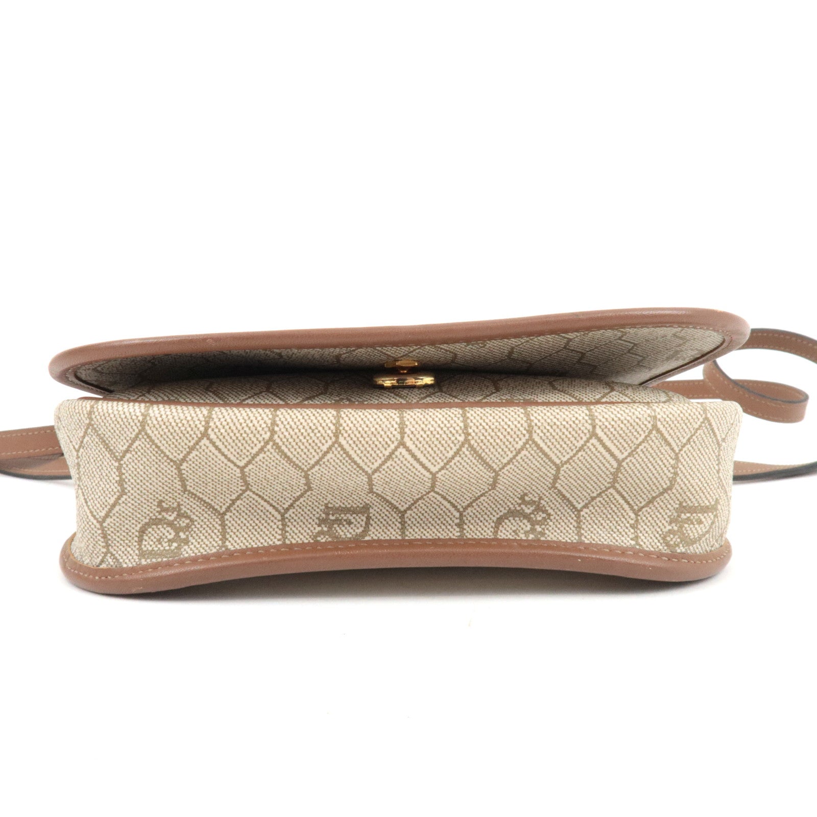 Christian Dior Honeycomb Mini Shoulder Bag PVC Leather Beige Brown