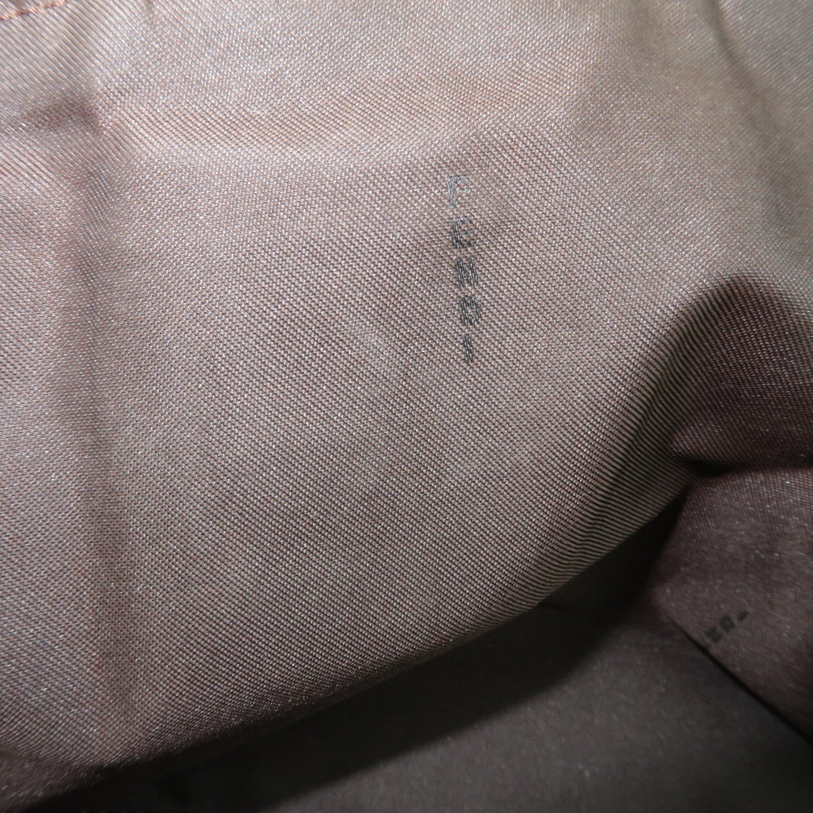 FENDI Zucca Handbag Canvas Leather Khaki Black Brown