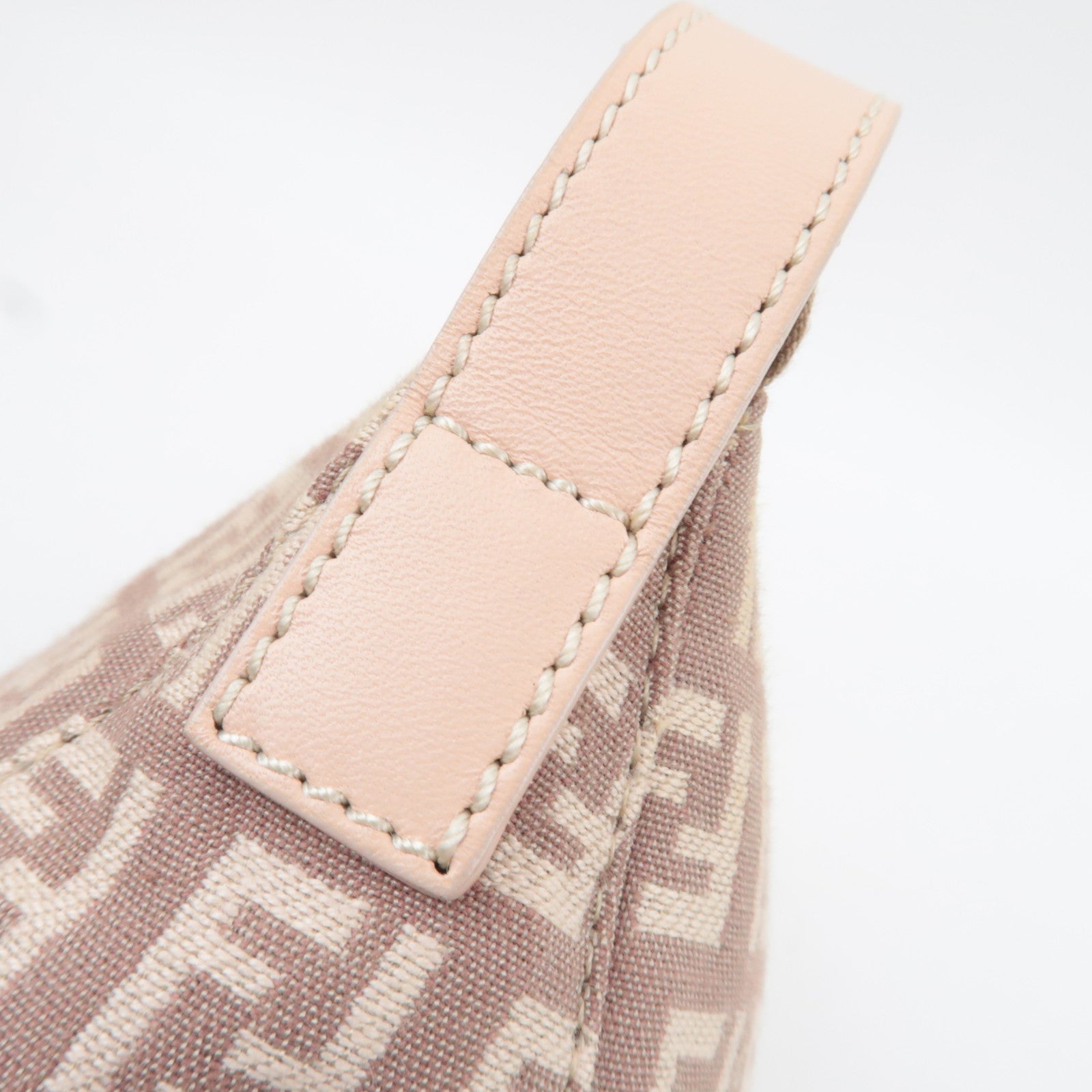 FENDI Zucchino Shoulder Bag Canvas Leather Pink 8BR444