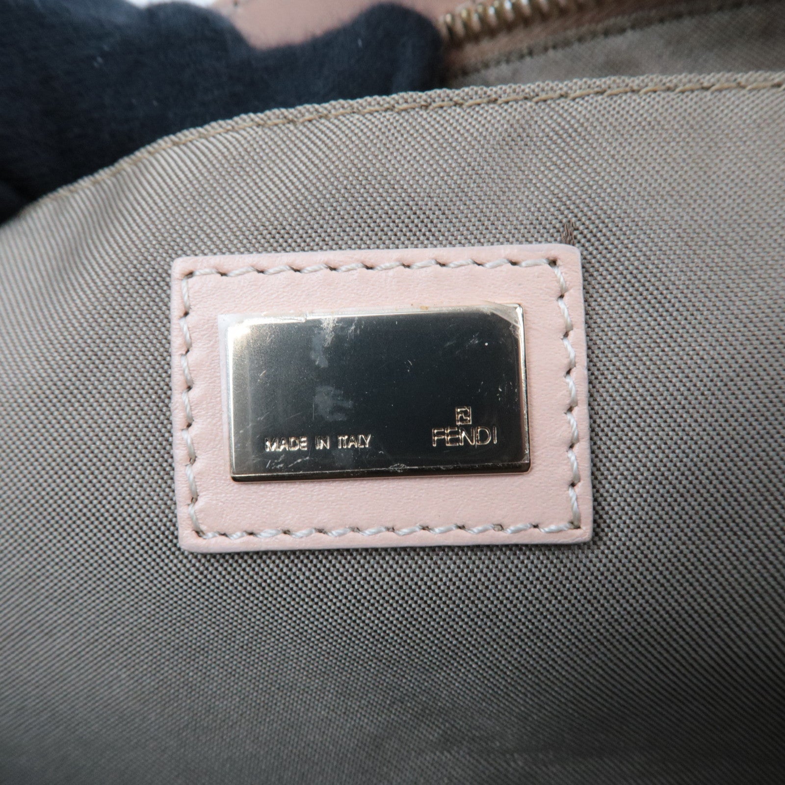 FENDI Zucchino Shoulder Bag Canvas Leather Pink 8BR444