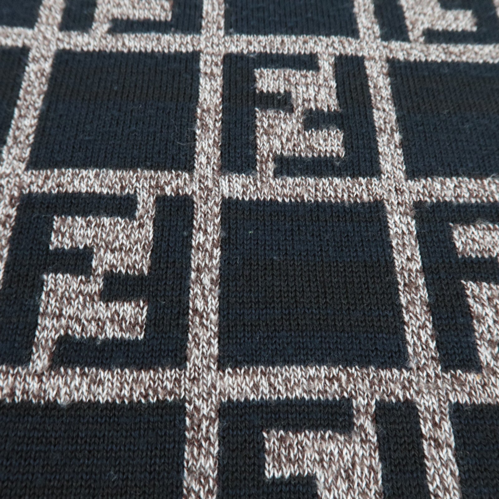 FENDI Zucca Knit Scarf Black Brown