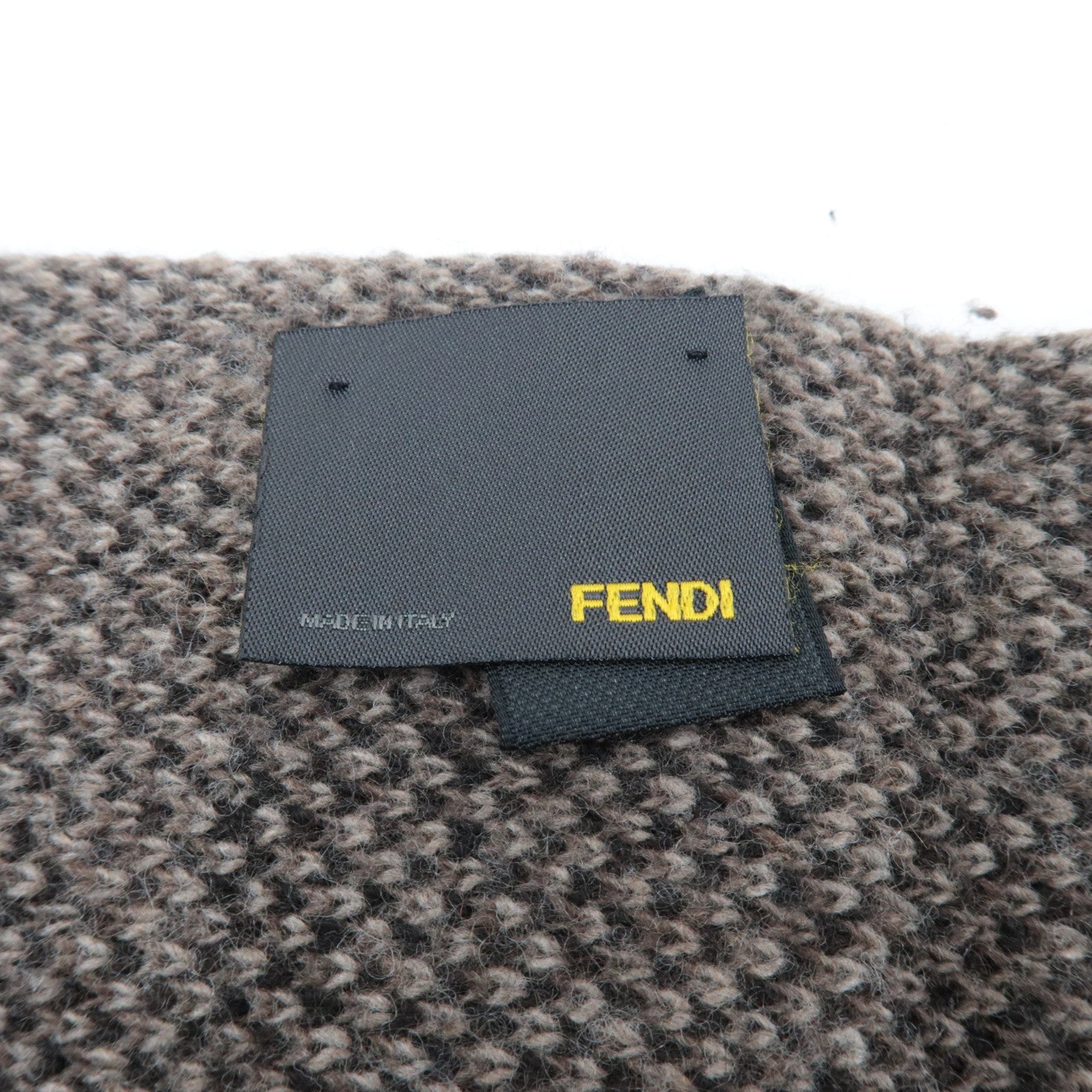 FENDI Zucca Knit Scarf Wool 47% Viscose 30% Nylon15% Cashmere 8% Brown
