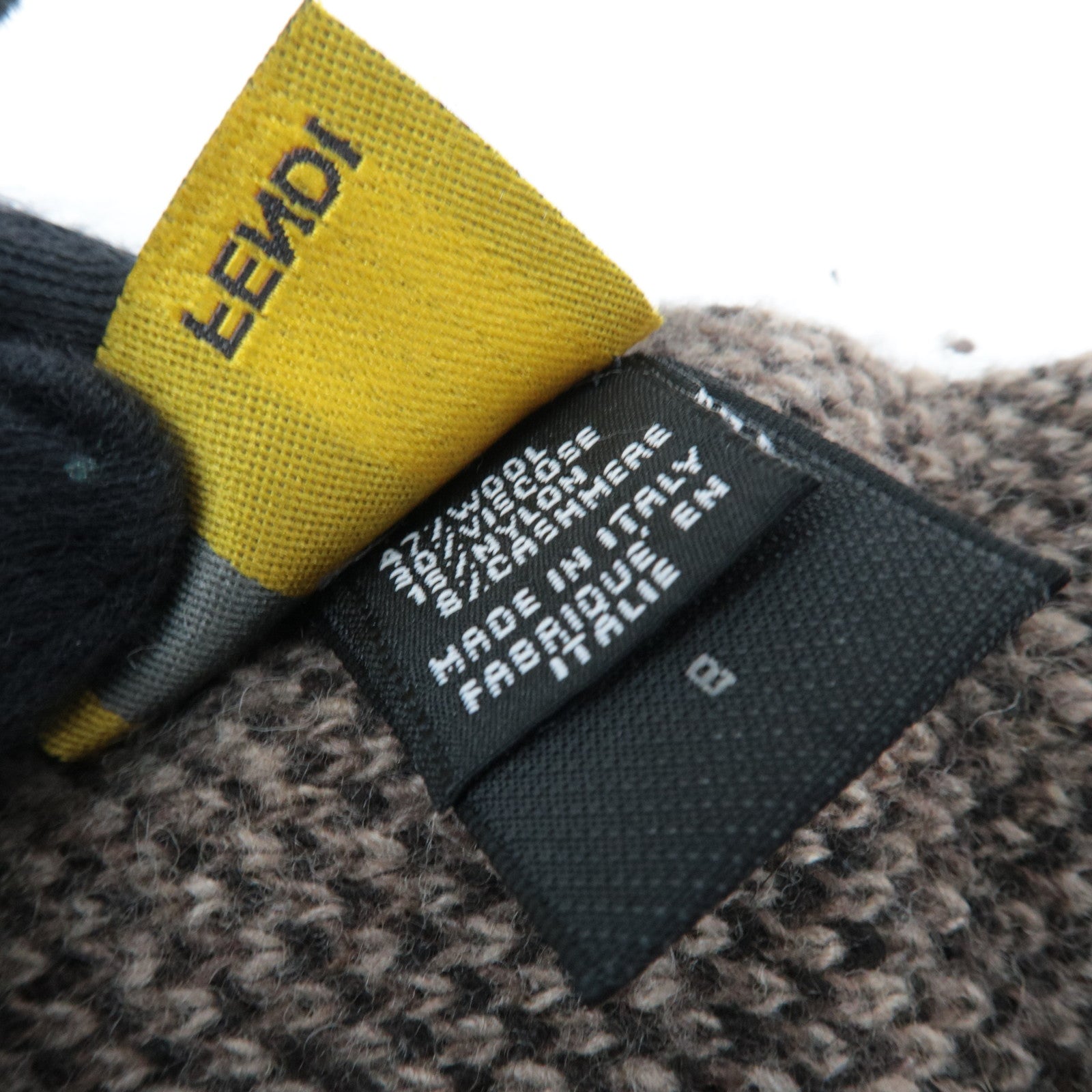 FENDI Zucca Knit Scarf Wool 47% Viscose 30% Nylon15% Cashmere 8% Brown
