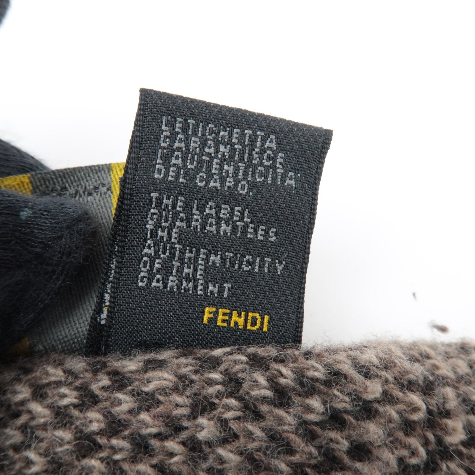 FENDI Zucca Knit Scarf Wool 47% Viscose 30% Nylon15% Cashmere 8% Brown