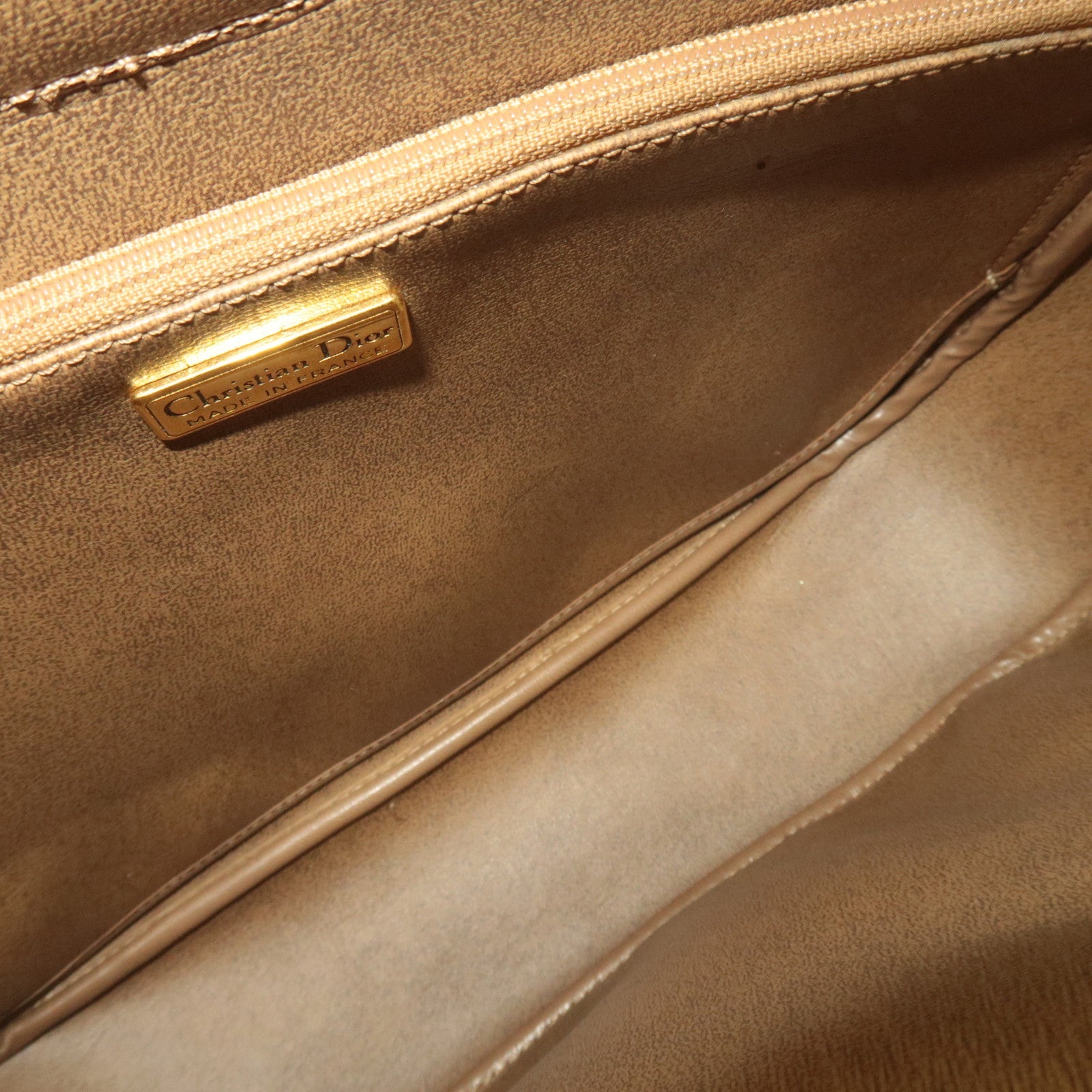 Christian Dior Honeycomb Shoulder Bag PVC Leather Beige Brown