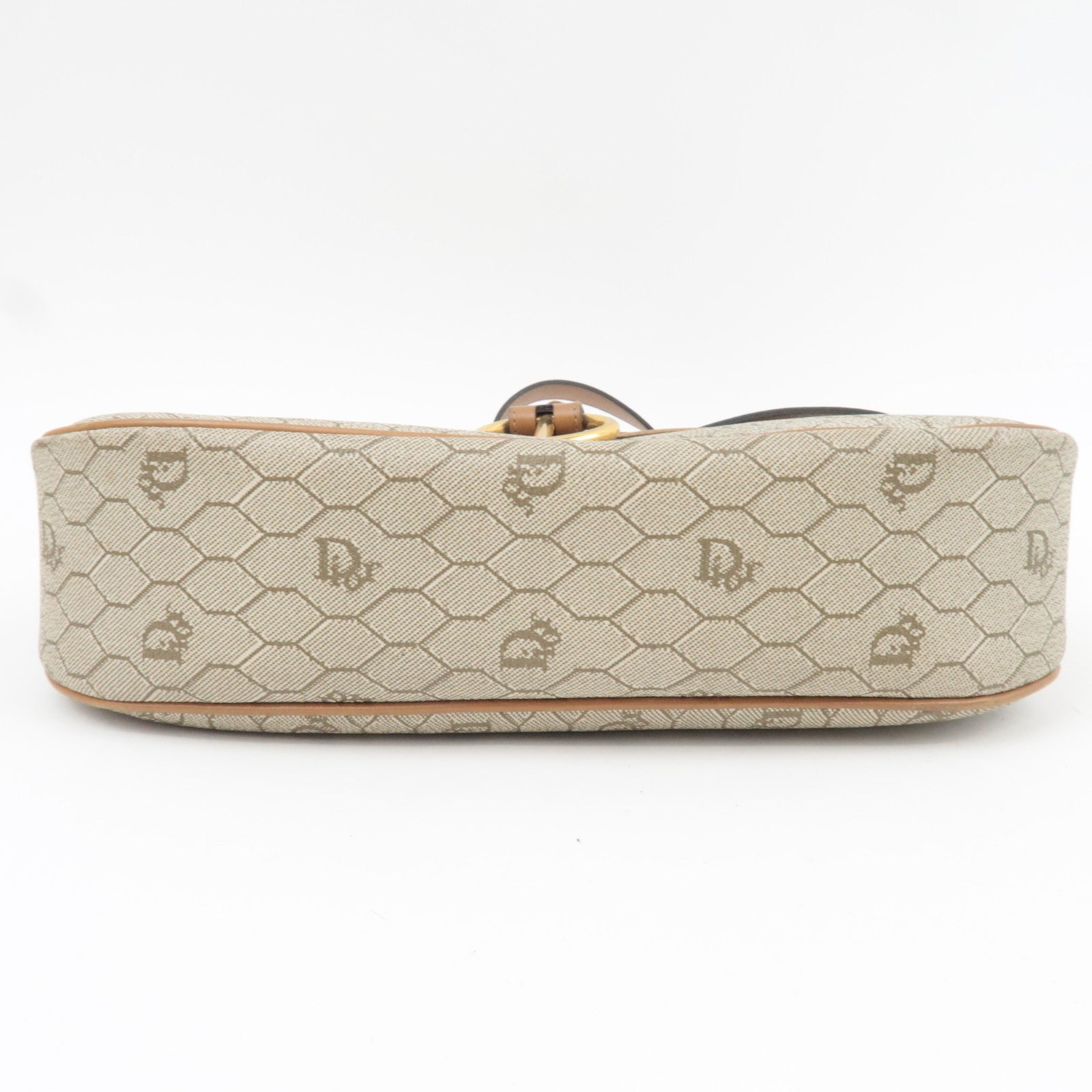 Christian Dior Honeycomb Shoulder Bag PVC Leather Beige Brown