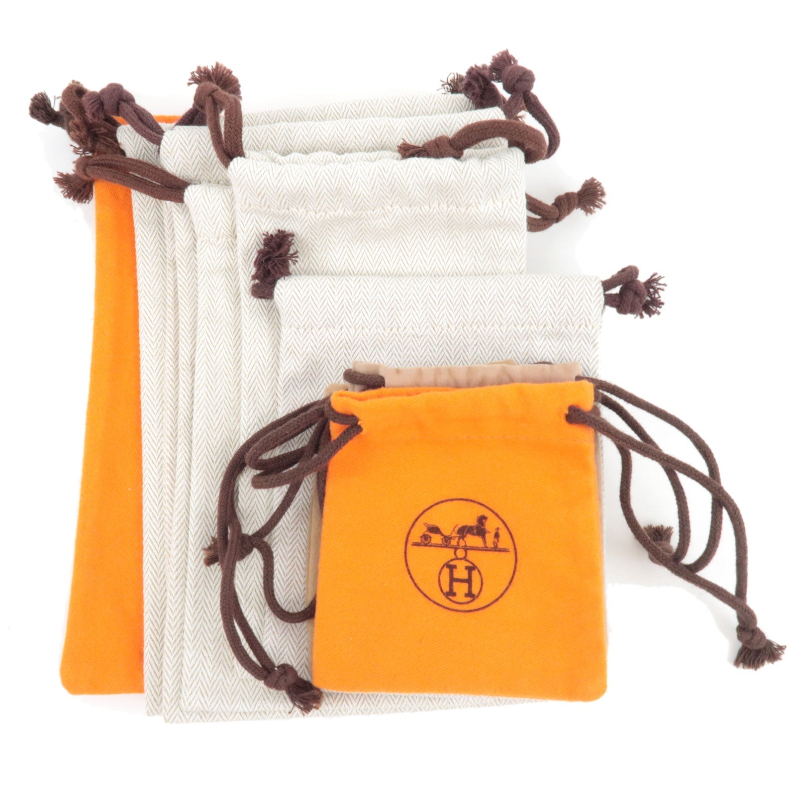 HERMES Set of 11 Small Dust Bag Cotton Gray80867