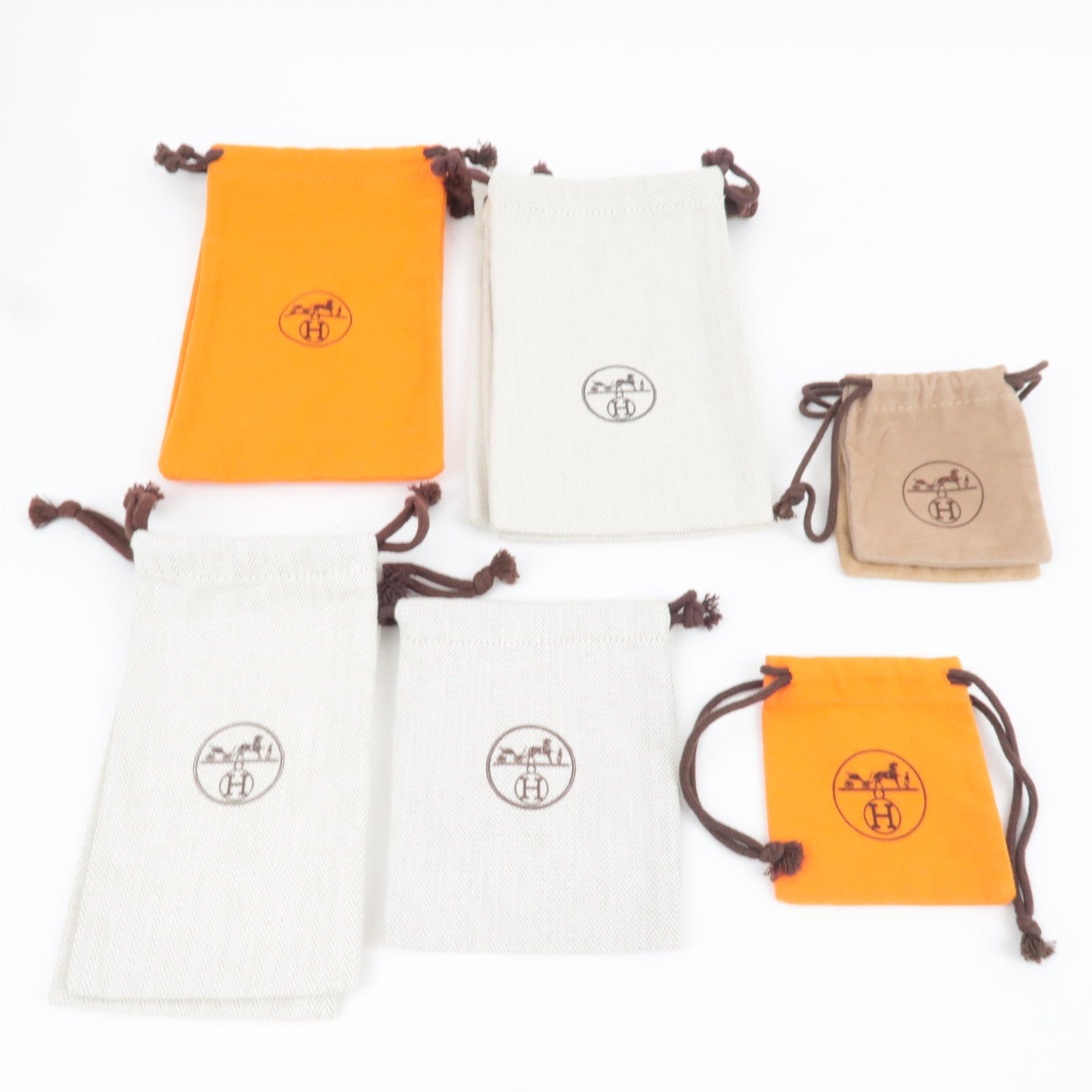 HERMES Set of 11 Small Dust Bag Cotton Gray