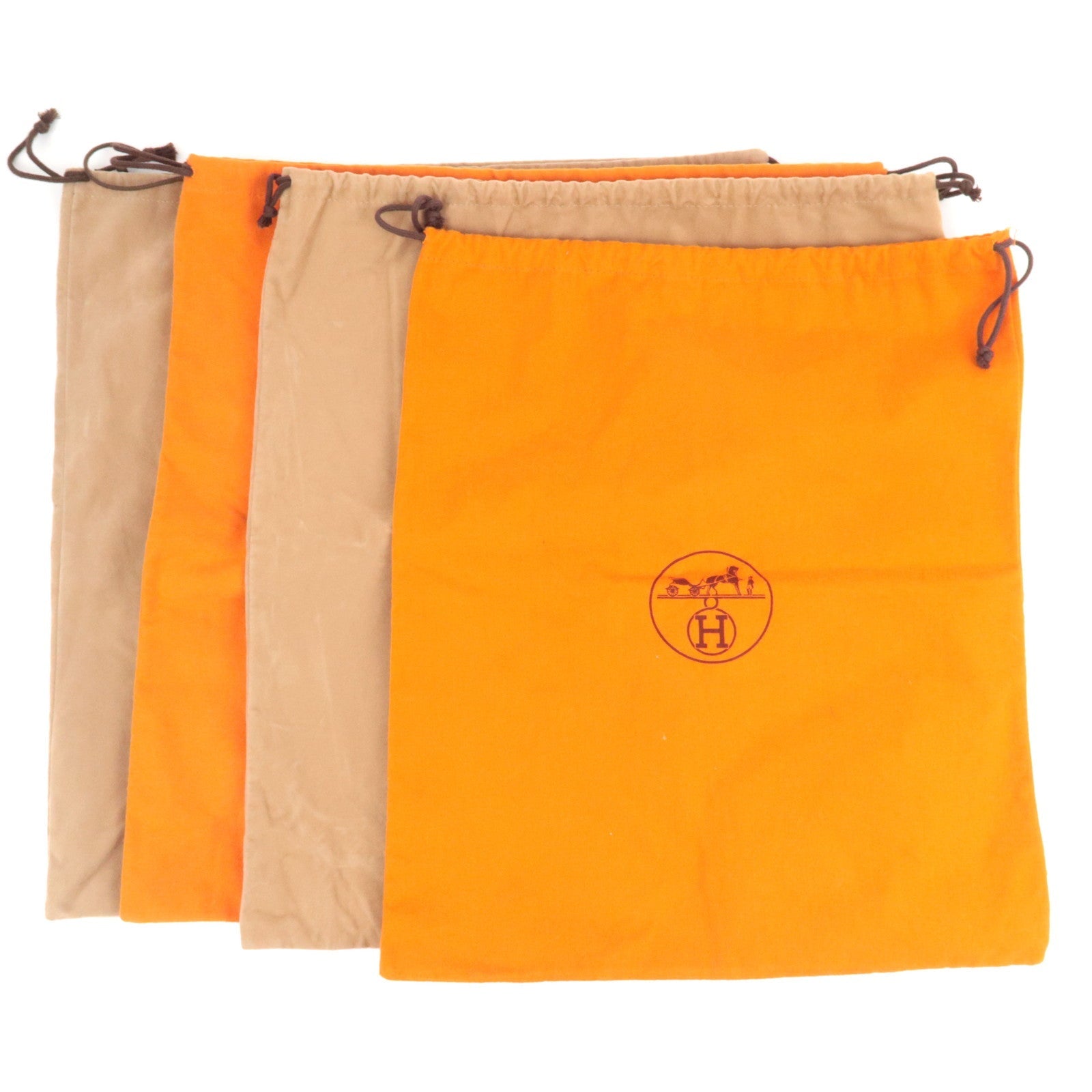 HERMES Set of 5 Dust Bag Cotton Orange Brown80869