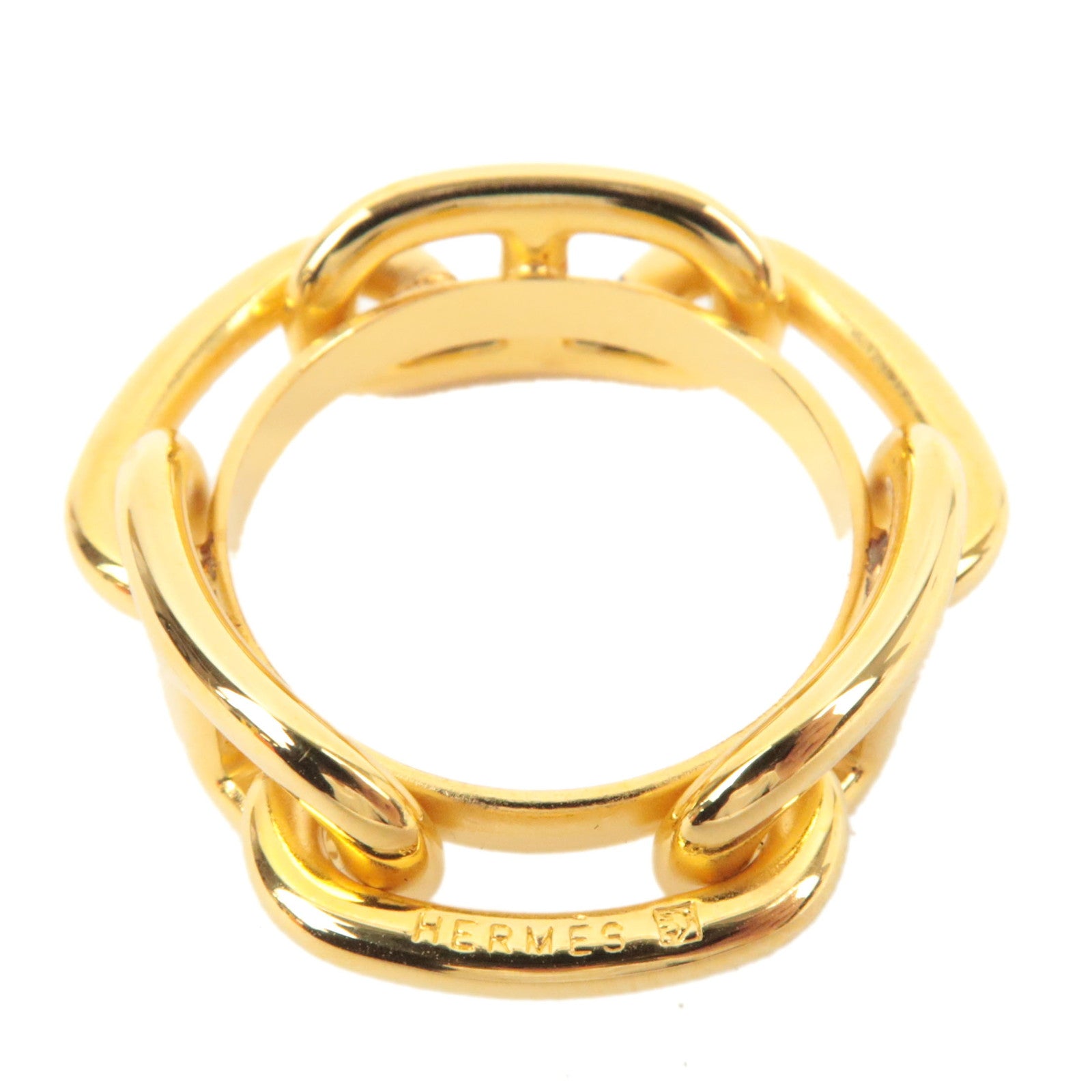 HERMES Chaine D'Ancre Scarf Ring Metal Gold *Box80954