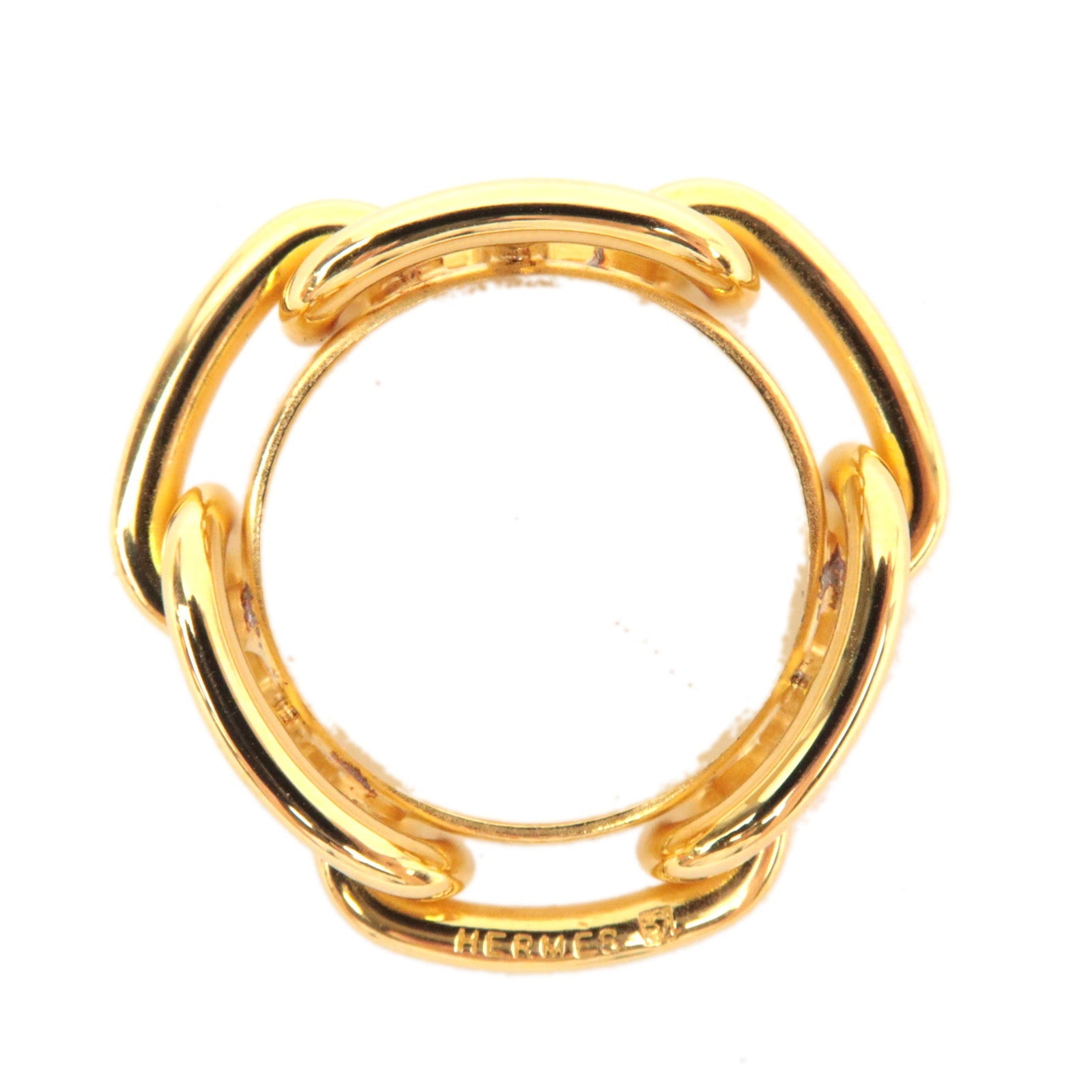 HERMES Chaine D'Ancre Scarf Ring Metal Gold *Box