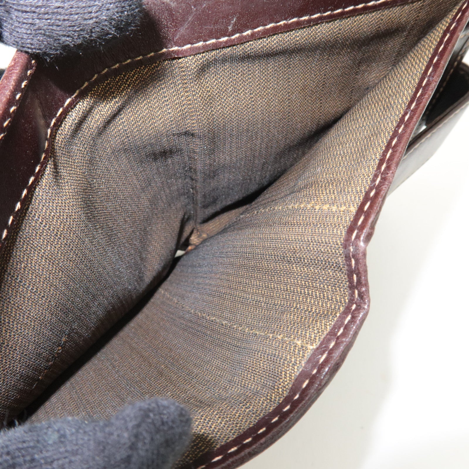 FENDI Zucca Kiss Lock Bifold Wallet Canvas Leather Brown Black 30207 *Box