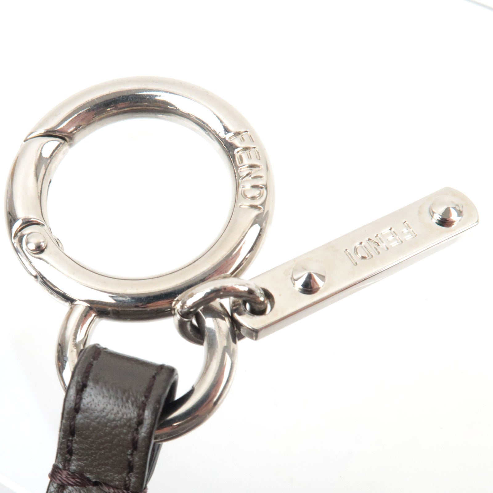 FENDI ABCharm Initial "S" Pompom Fur Bag Charm Gray Yellow