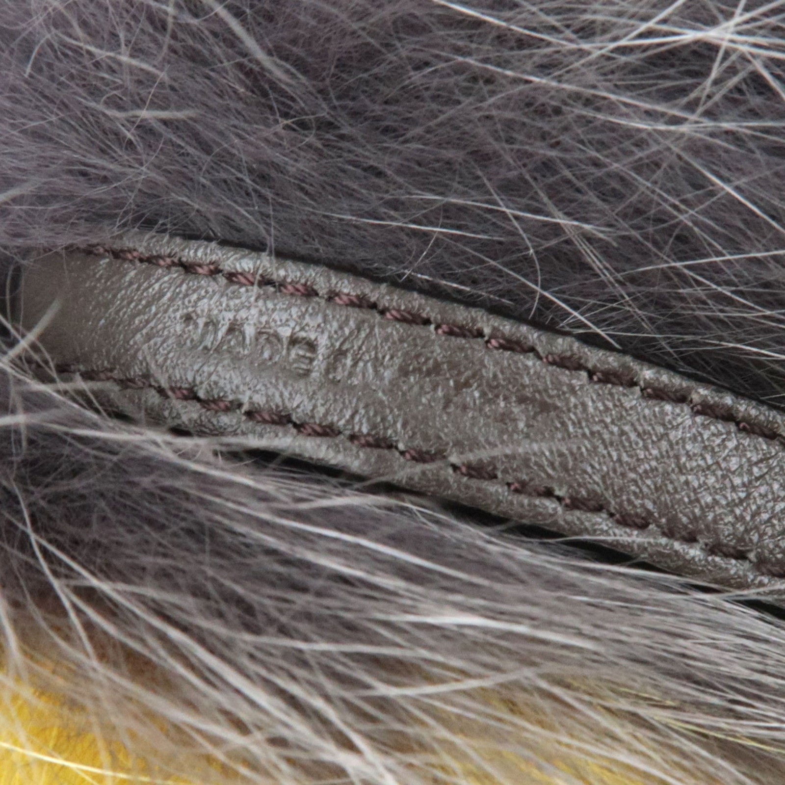 FENDI ABCharm Initial "S" Pompom Fur Bag Charm Gray Yellow