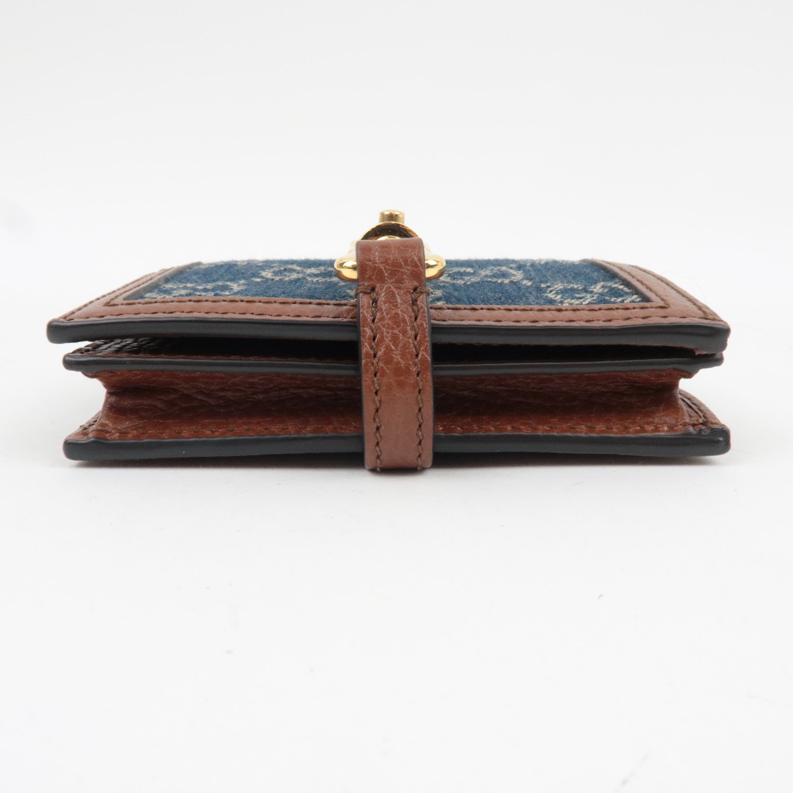 GUCCI Jackie 1961 Bifold Wallet GG Denim Leather Navy 645536 *Box, Dust bag