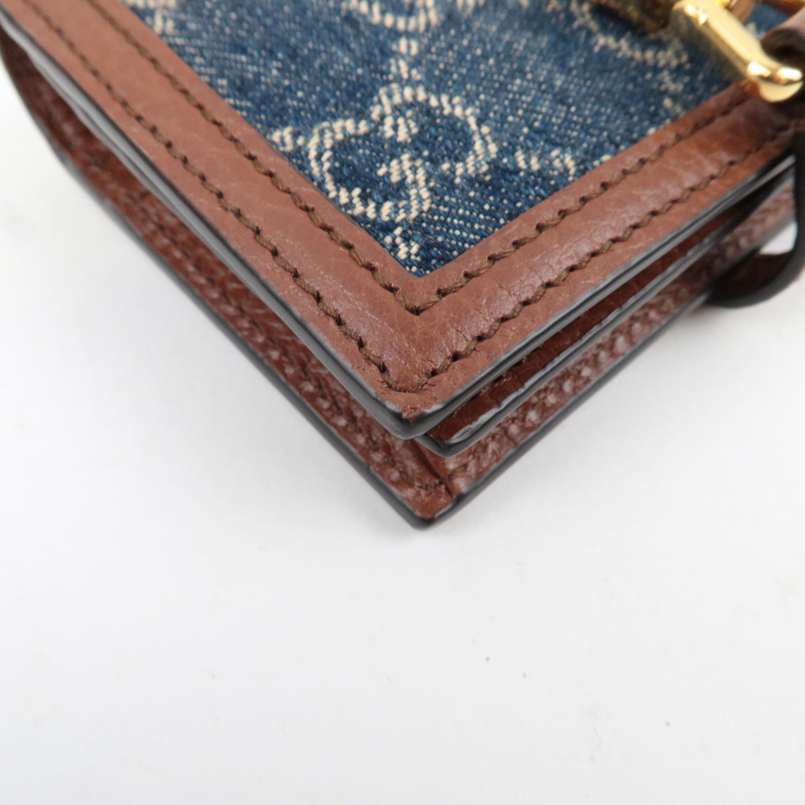 GUCCI Jackie 1961 Bifold Wallet GG Denim Leather Navy 645536 *Box, Dust bag