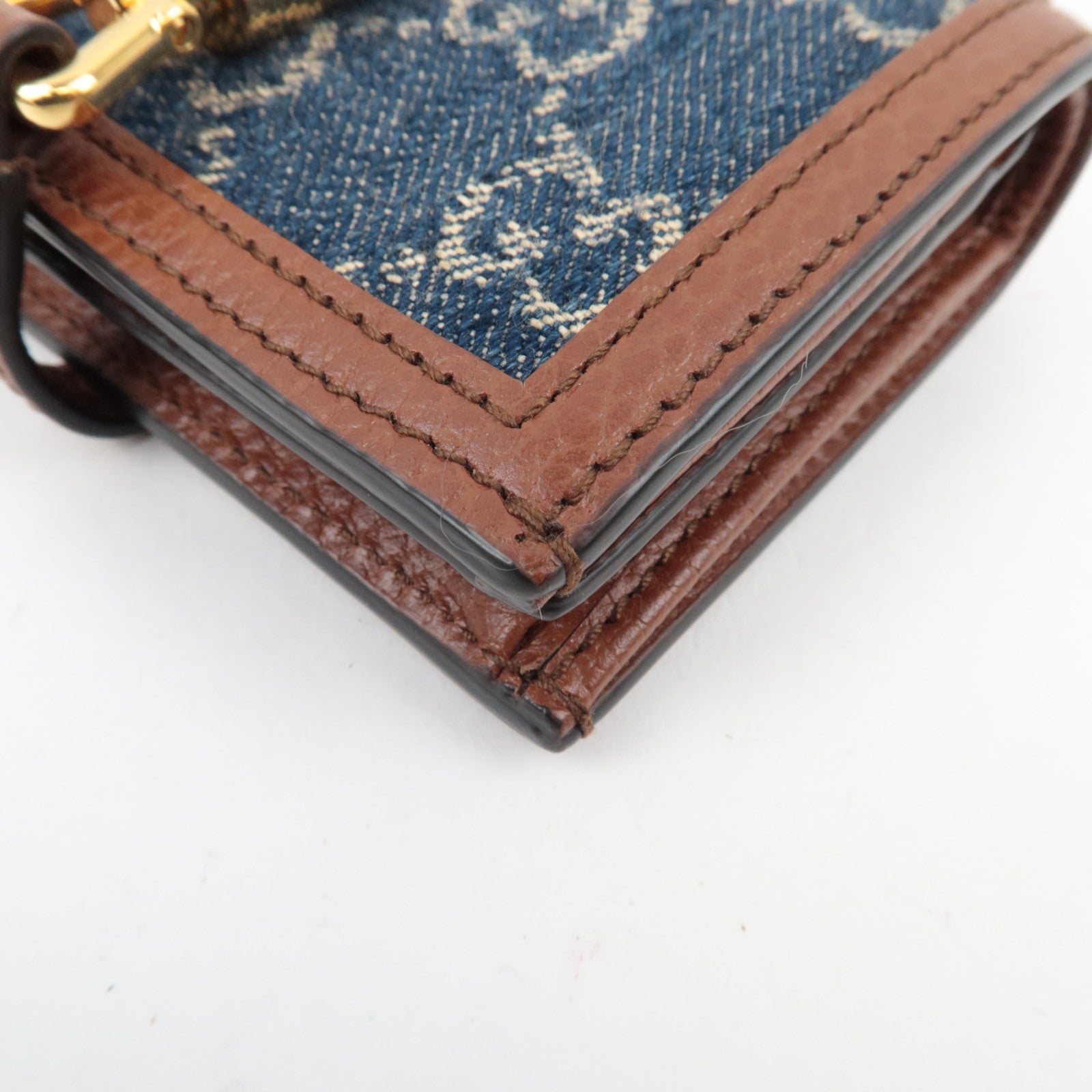 GUCCI Jackie 1961 Bifold Wallet GG Denim Leather Navy 645536 *Box, Dust bag