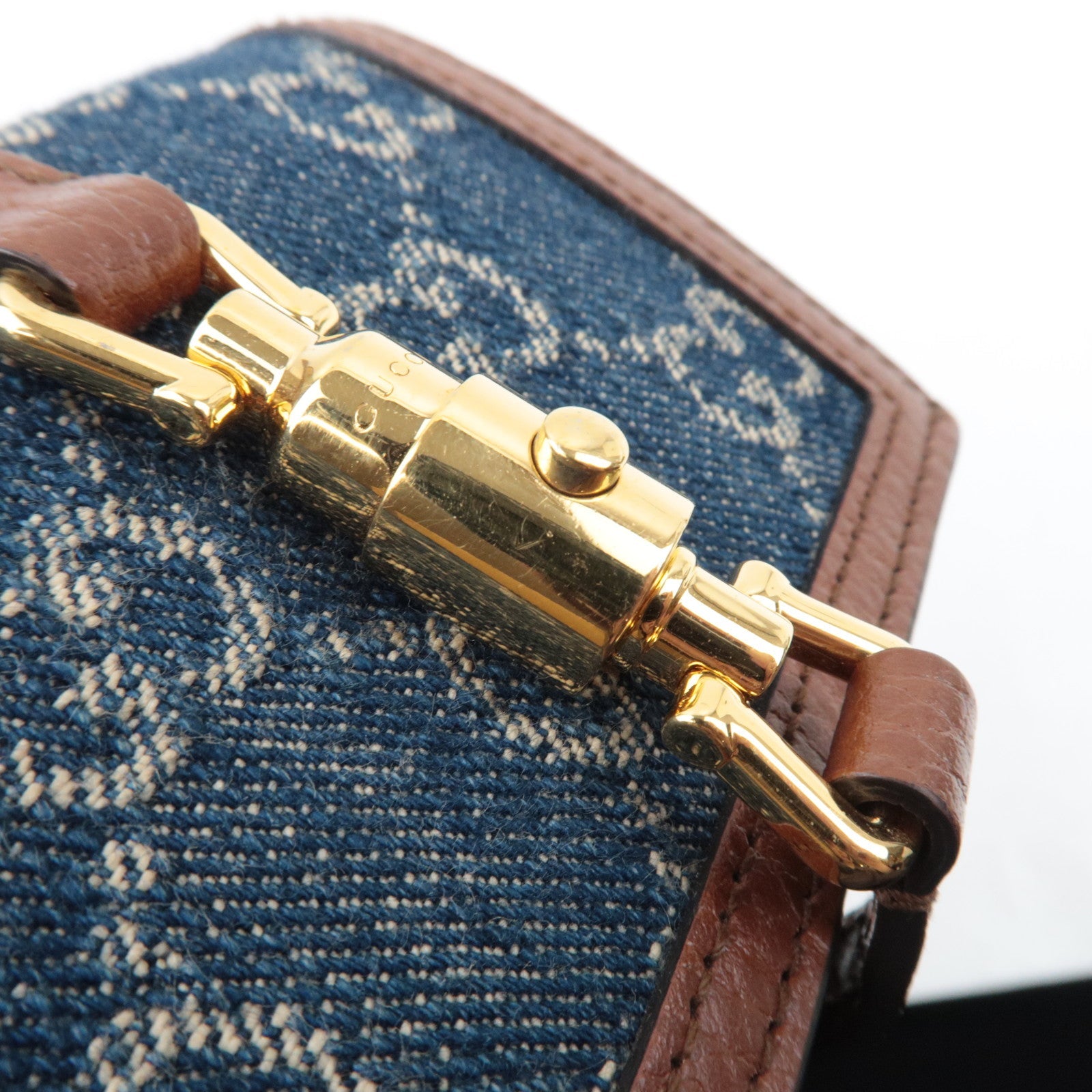 GUCCI Jackie 1961 Bifold Wallet GG Denim Leather Navy 645536 *Box, Dust bag