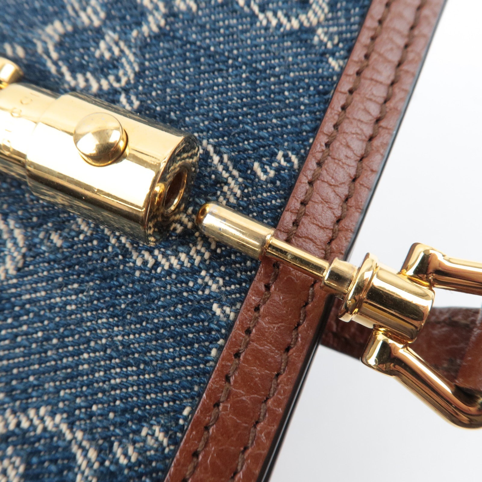 GUCCI Jackie 1961 Bifold Wallet GG Denim Leather Navy 645536 *Box, Dust bag