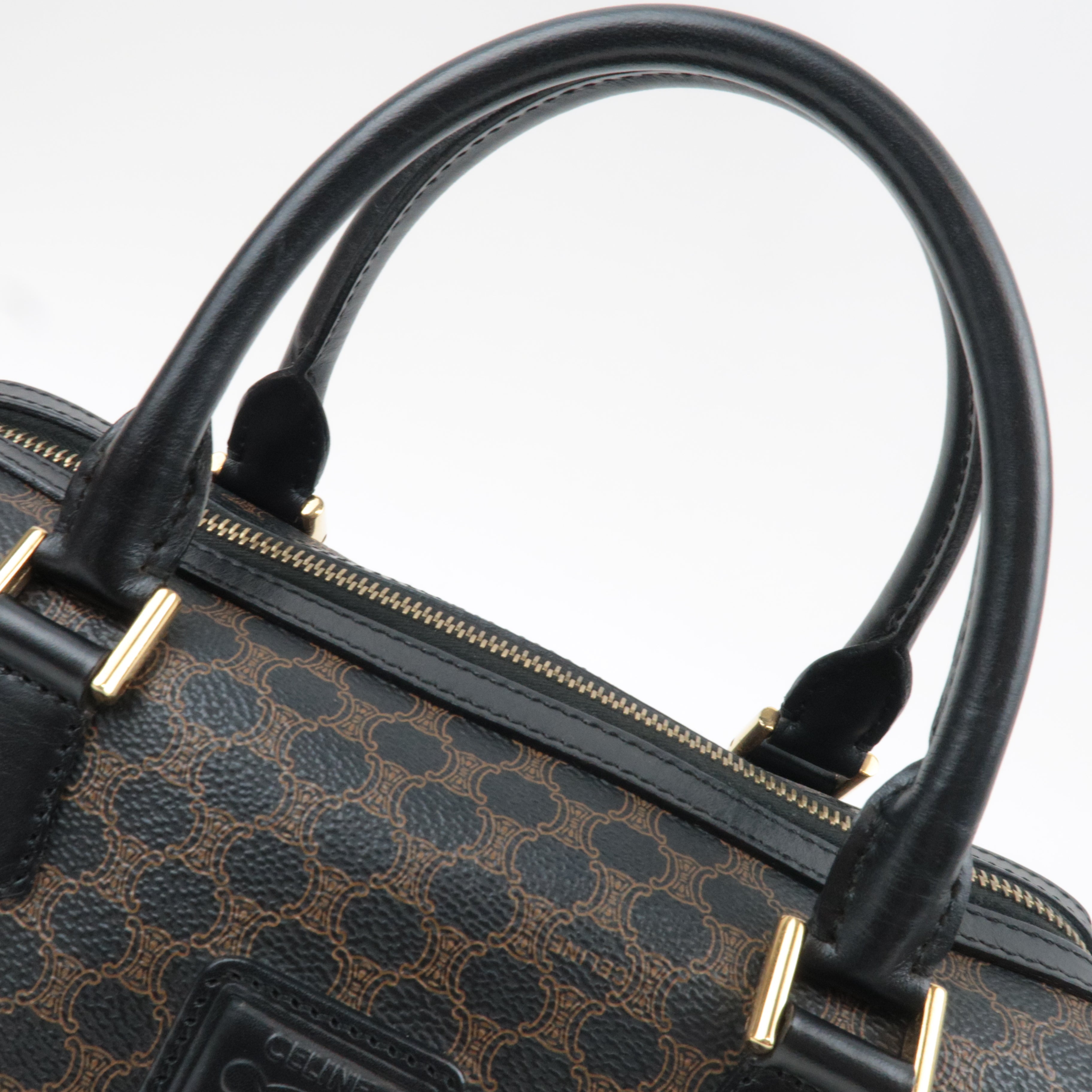 CELINE Macadam Boston Bag PVC Leather Black Brown