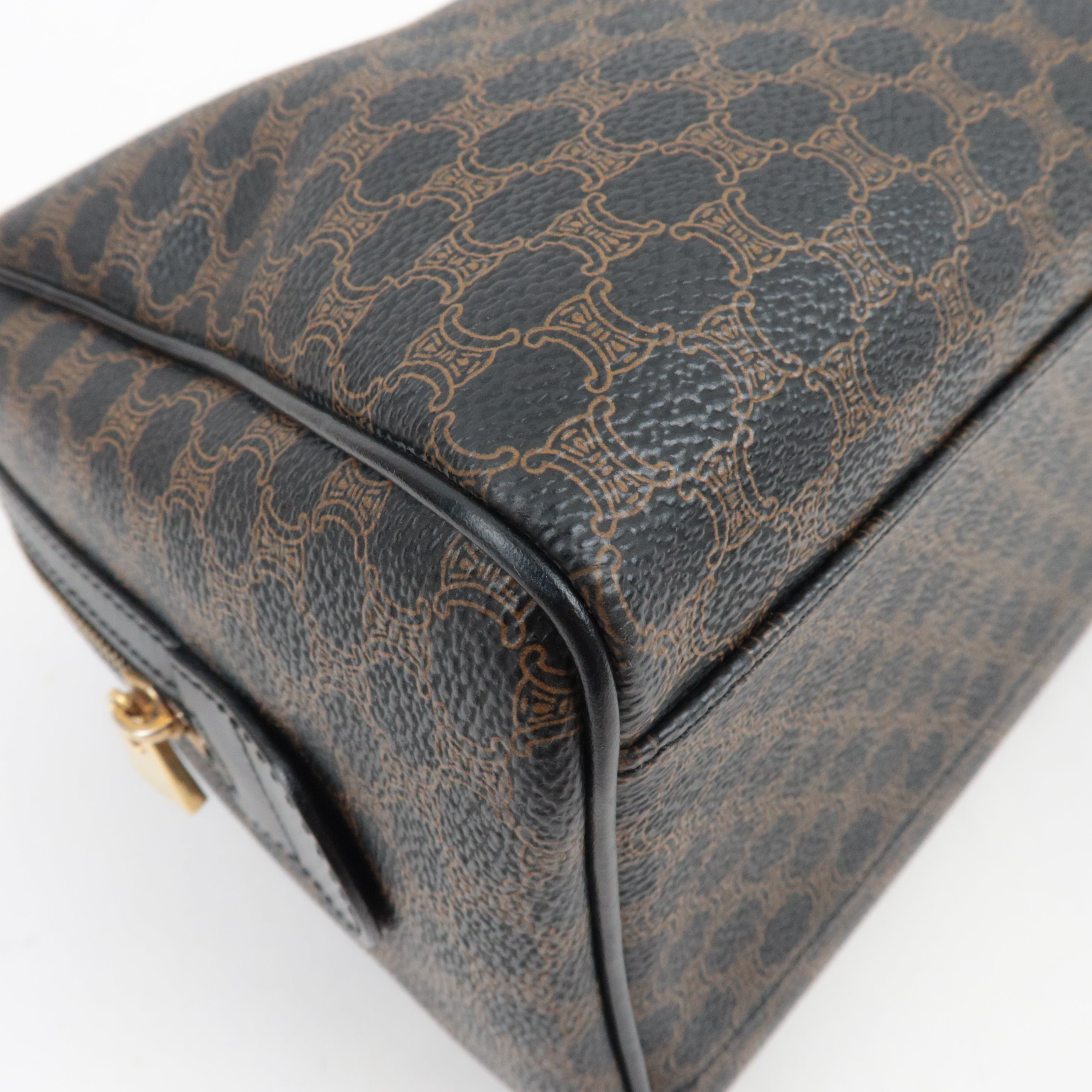 CELINE Macadam Boston Bag PVC Leather Black Brown