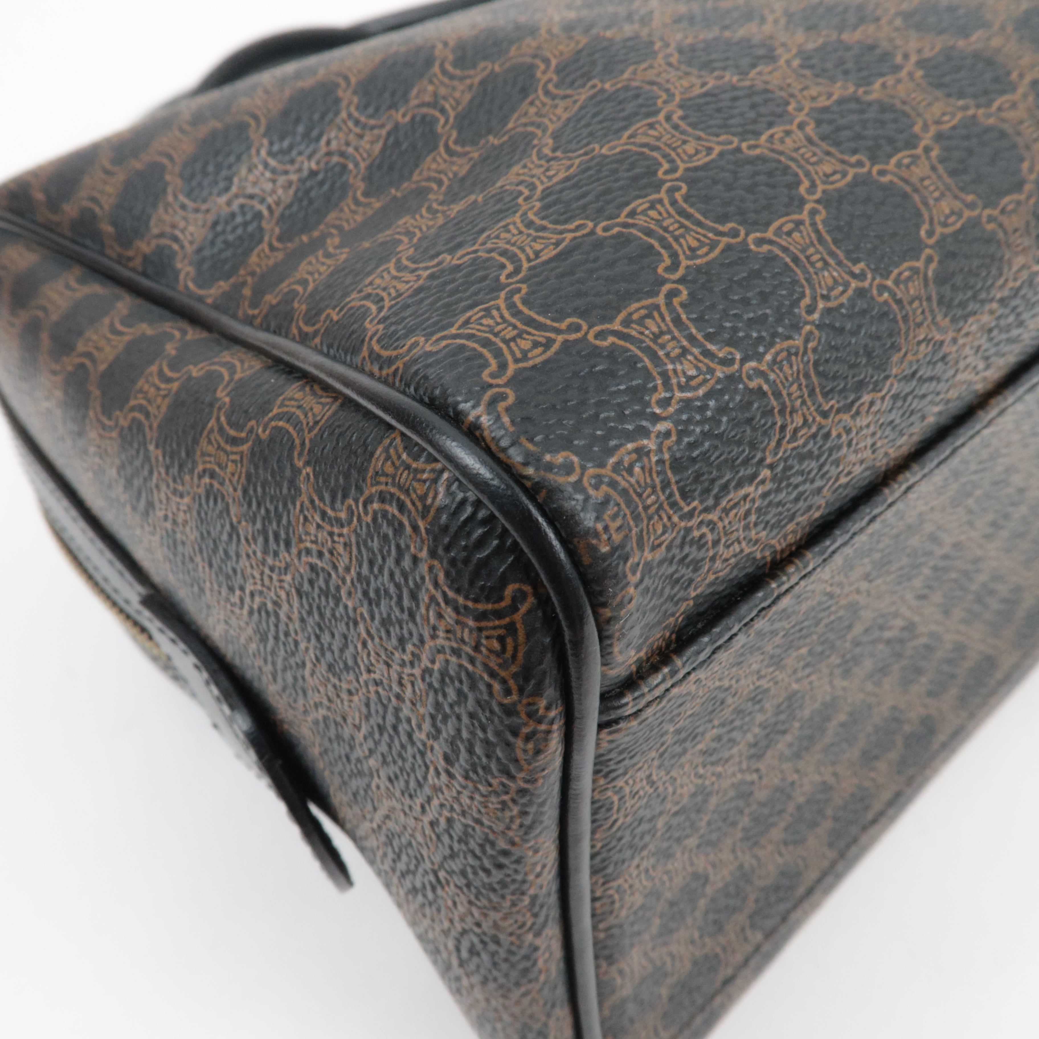 CELINE Macadam Boston Bag PVC Leather Black Brown