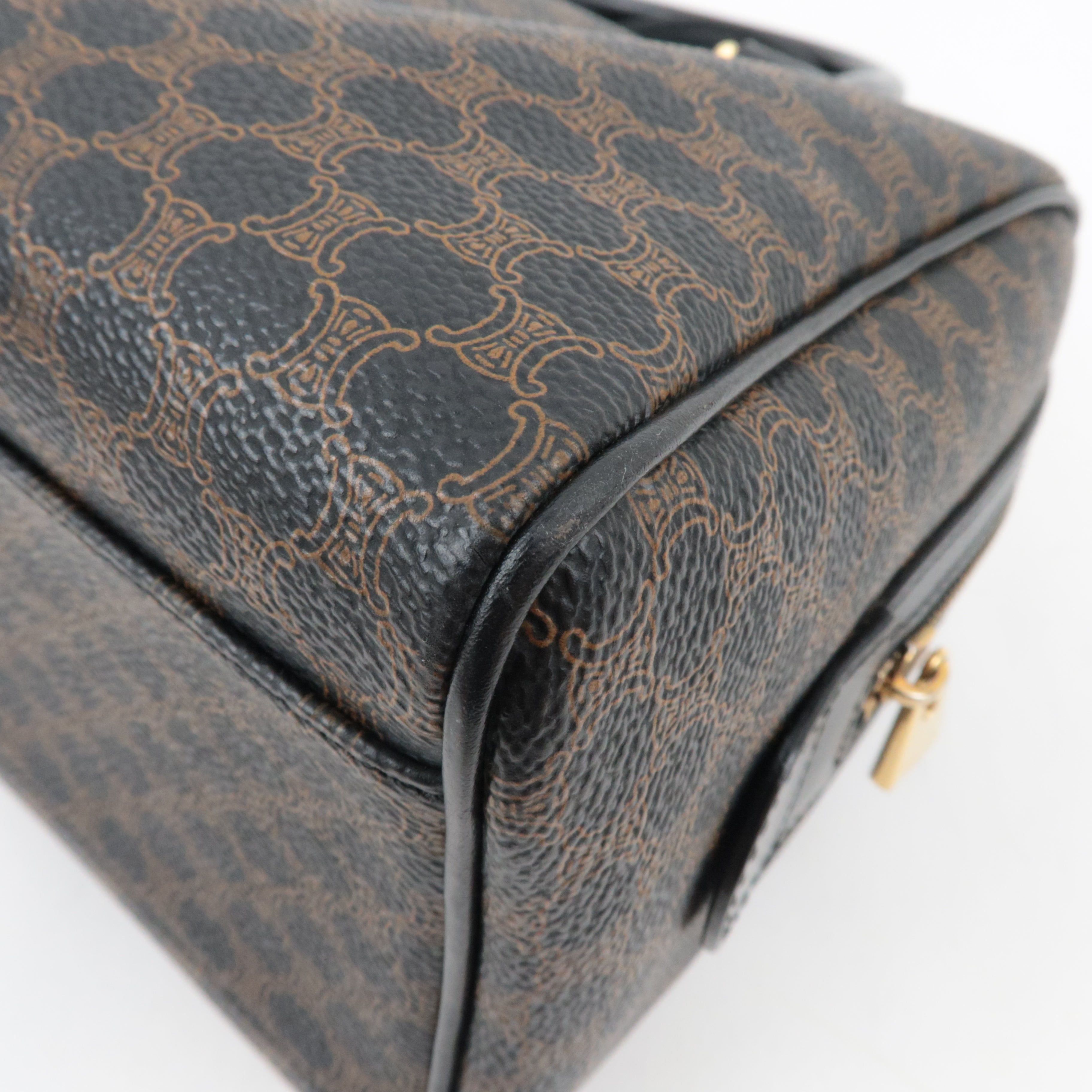 CELINE Macadam Boston Bag PVC Leather Black Brown