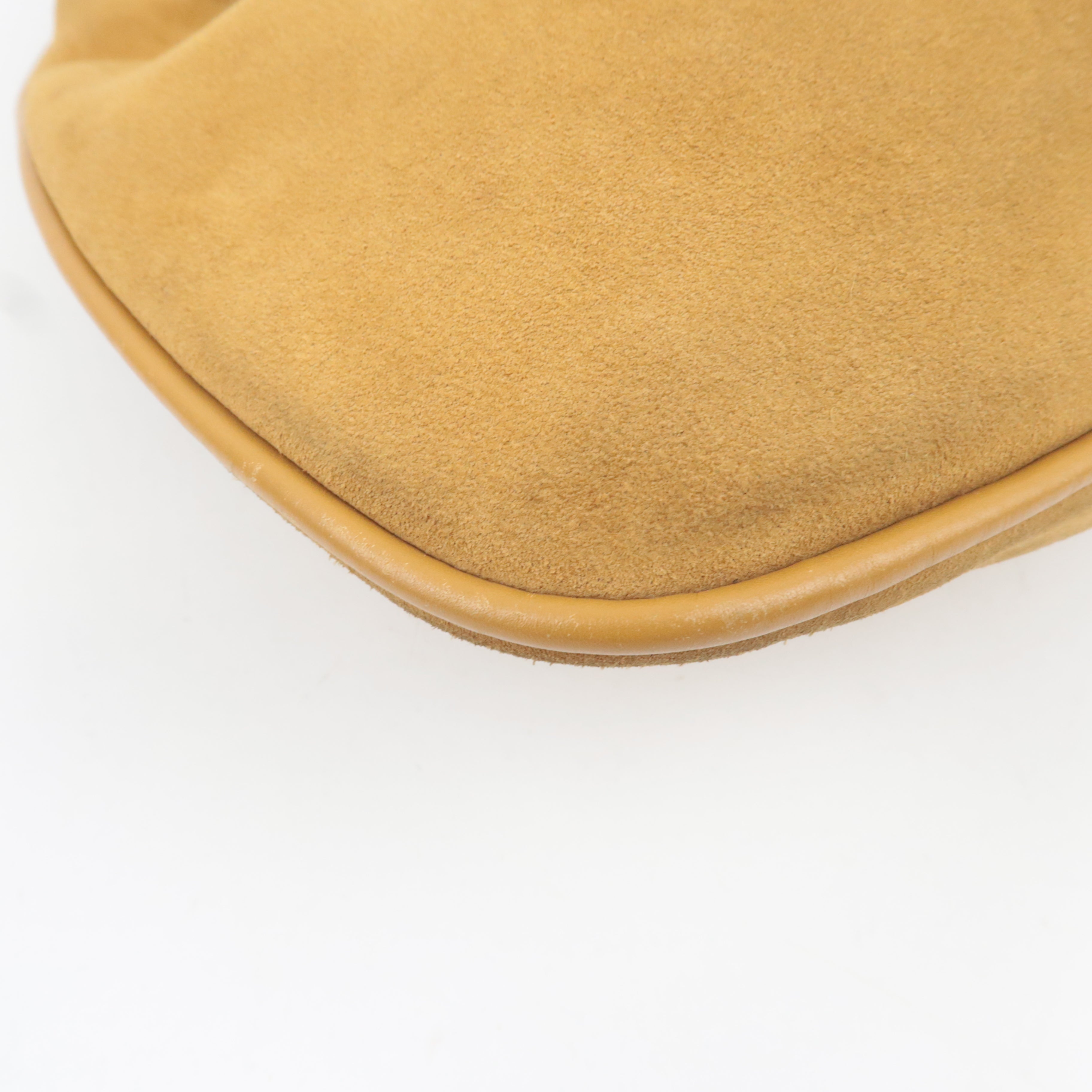 GUCCI Drawstring One Shoulder Bag Suede Leather Light Brown 001.4030 *Dust bag