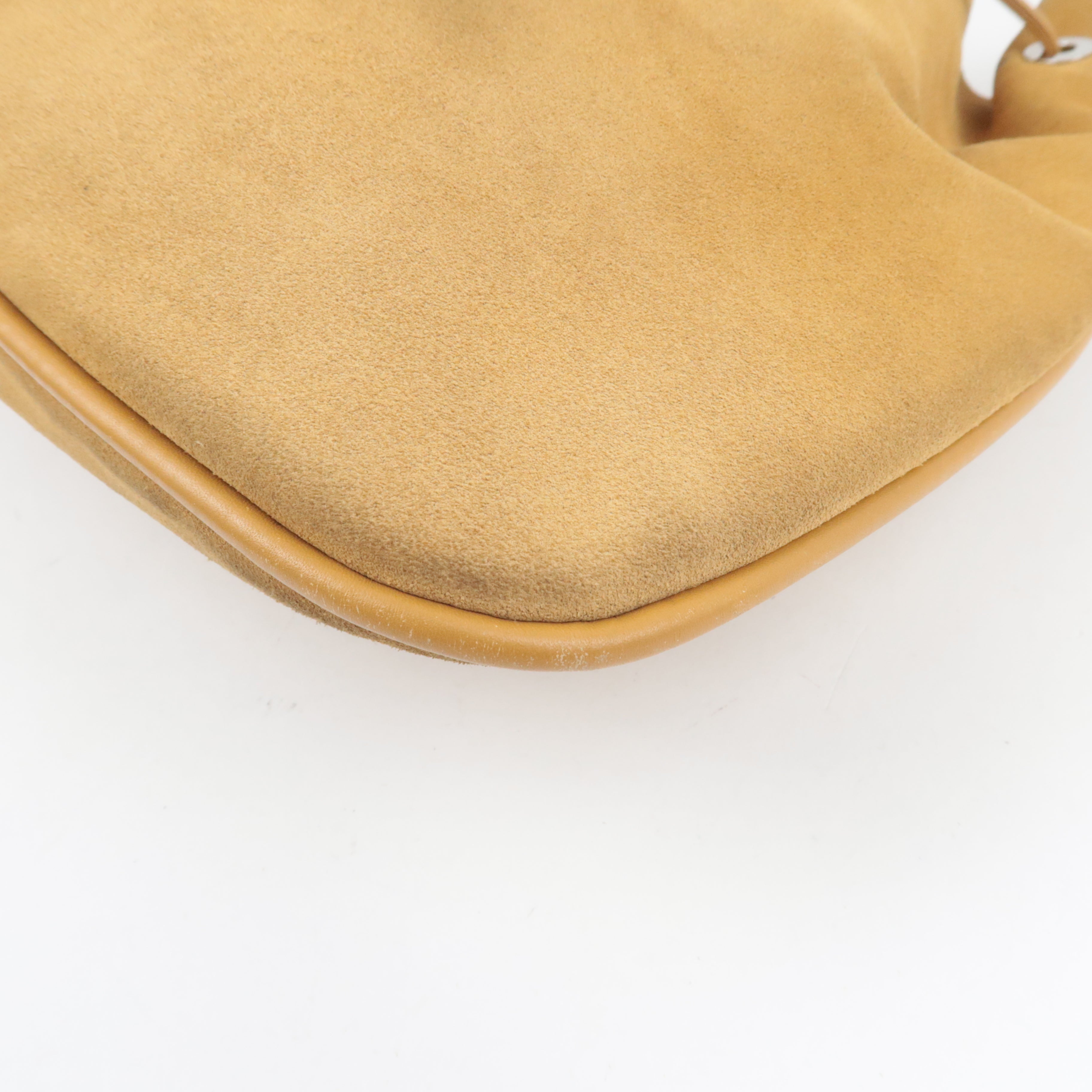 GUCCI Drawstring One Shoulder Bag Suede Leather Light Brown 001.4030 *Dust bag