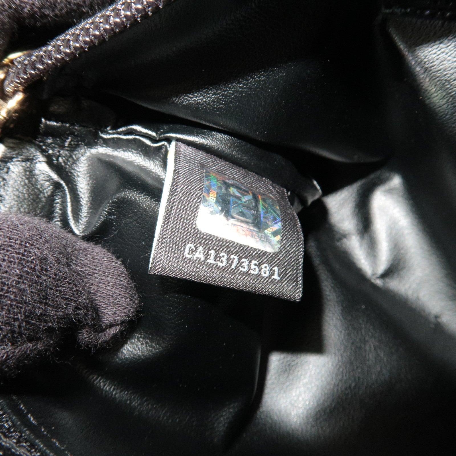 FENDI Zucca Small Cosmetic Pouch Canvas Leather Black 7N0037 *Dust bag