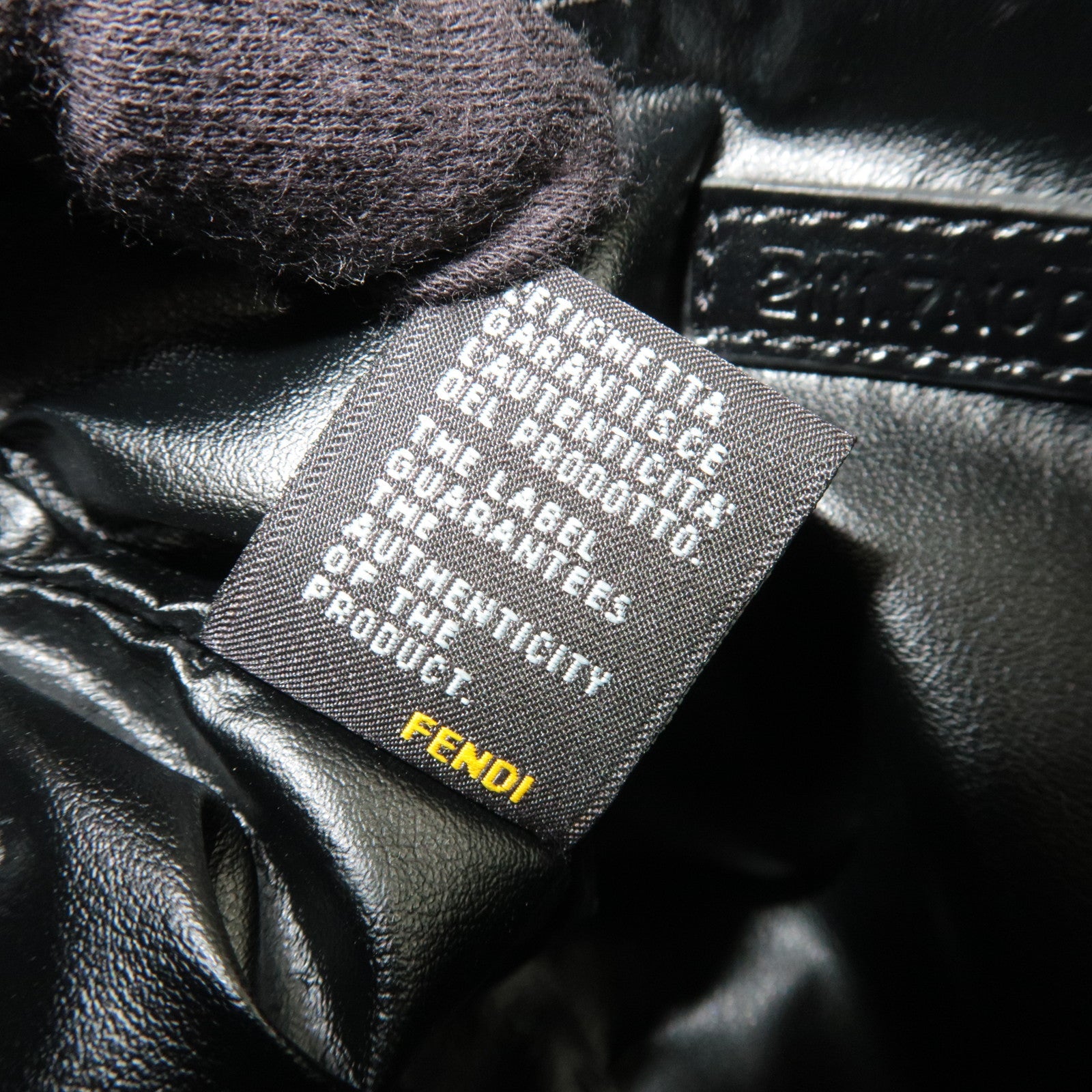 FENDI Zucca Small Cosmetic Pouch Canvas Leather Black 7N0037 *Dust bag