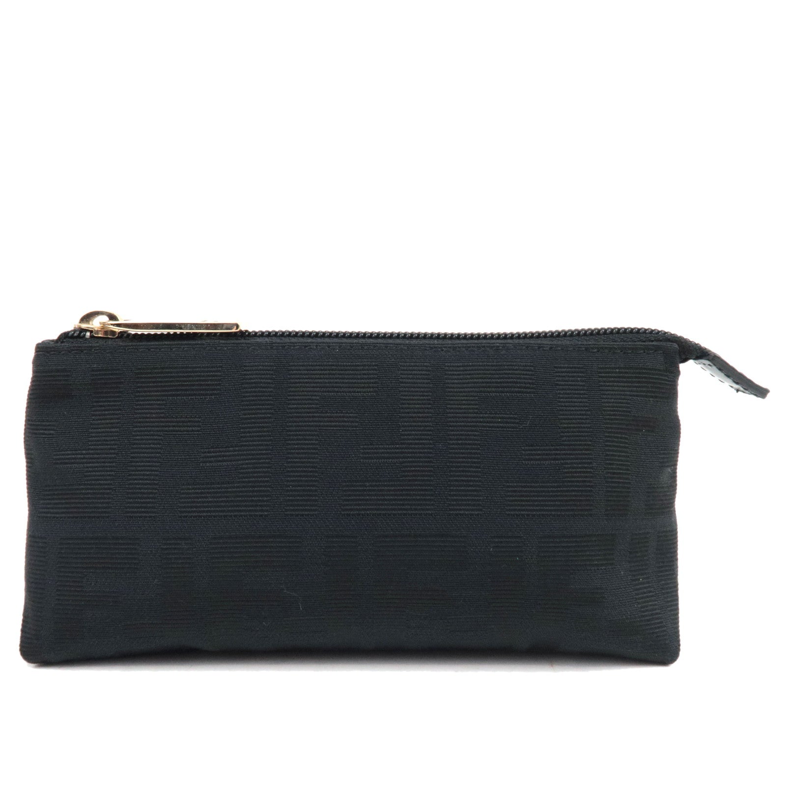FENDI Zucca Small Cosmetic Pouch Canvas Leather Black 7N0037 *Dust bag81166