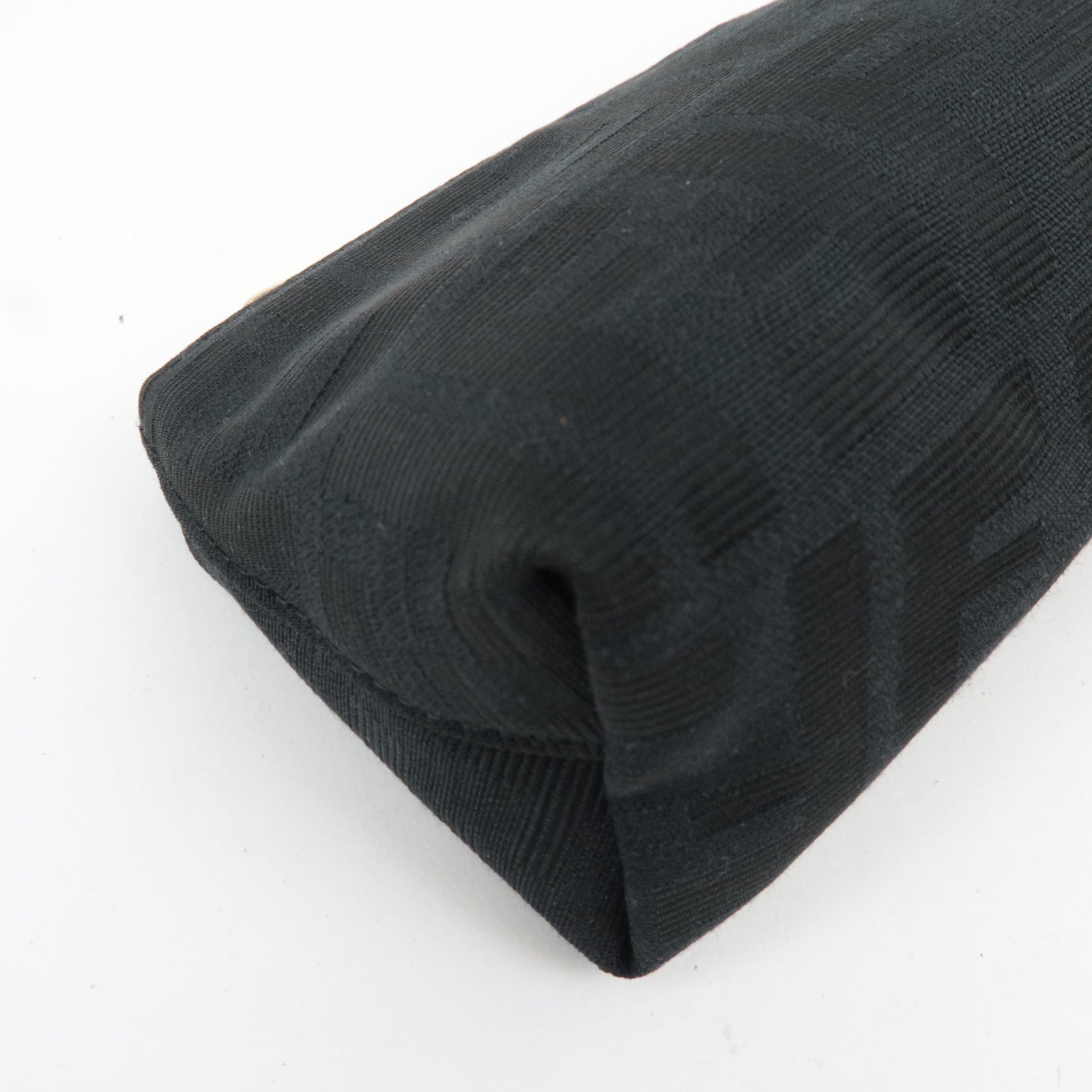 FENDI Zucca Small Cosmetic Pouch Canvas Leather Black 7N0037 *Dust bag