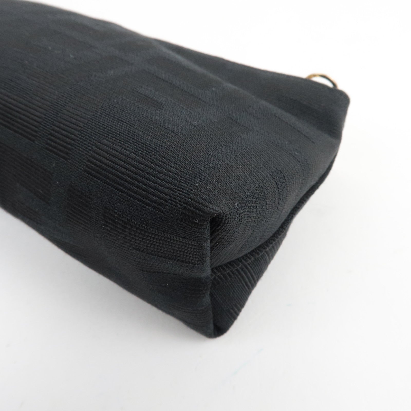 FENDI Zucca Small Cosmetic Pouch Canvas Leather Black 7N0037 *Dust bag