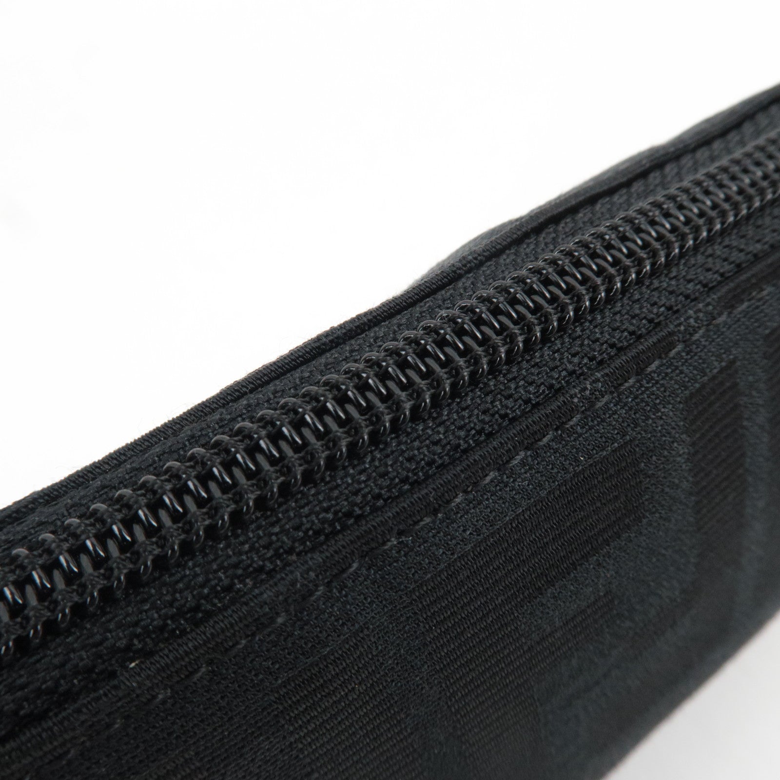 FENDI Zucca Small Cosmetic Pouch Canvas Leather Black 7N0037 *Dust bag