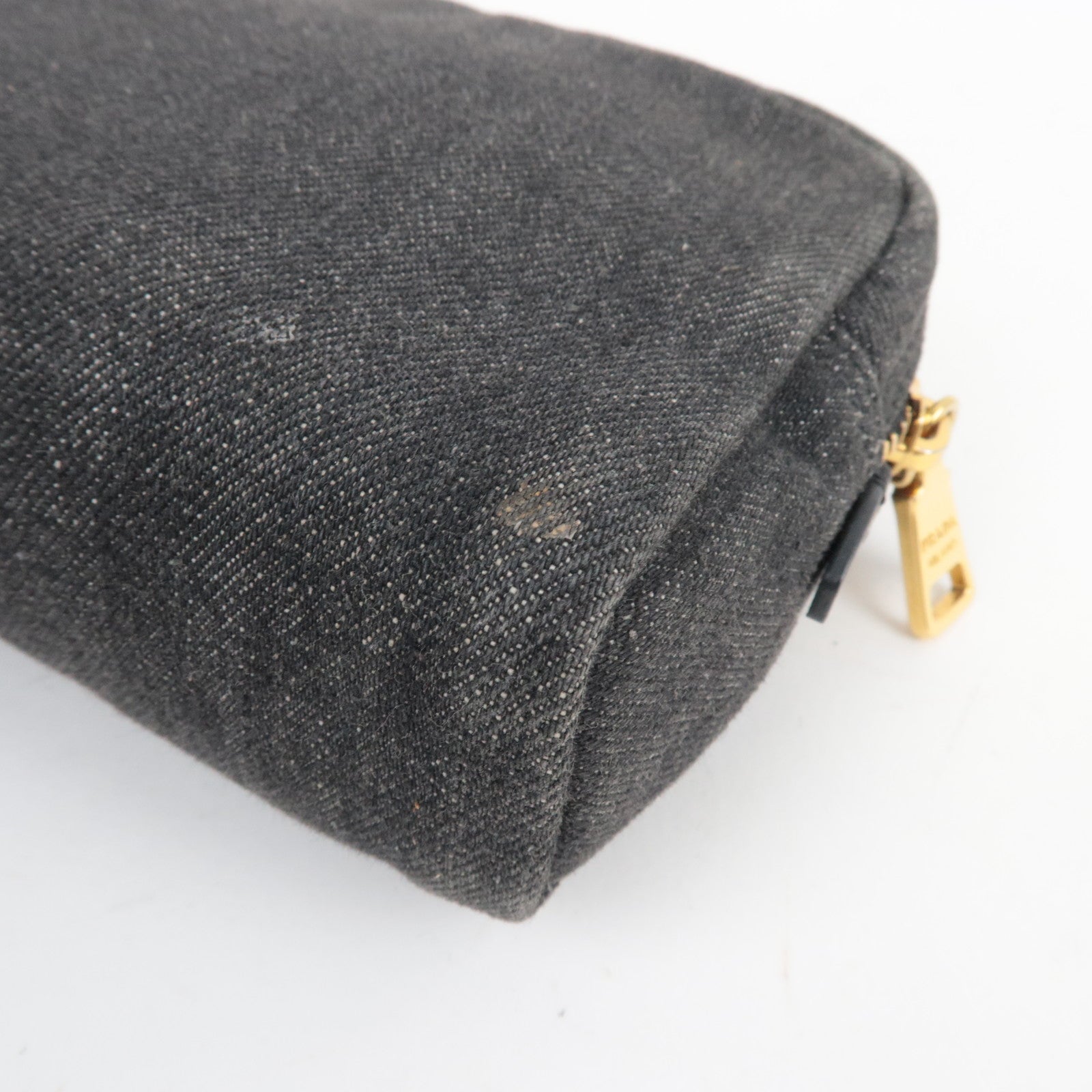 PRADA Logo Cosmetic Pouch Denim Black 1N0021 *G card