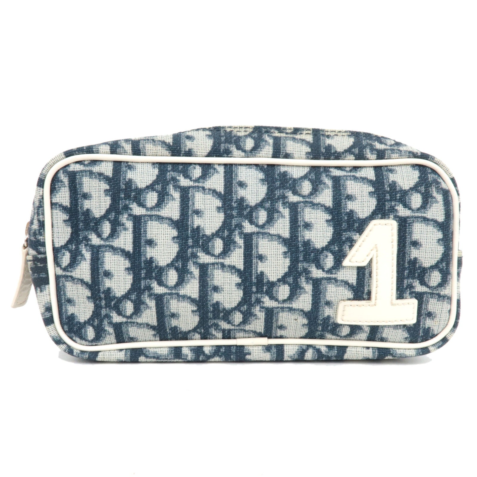 Christian Dior Trotter Cosmetic Pouch PVC Navy White81180