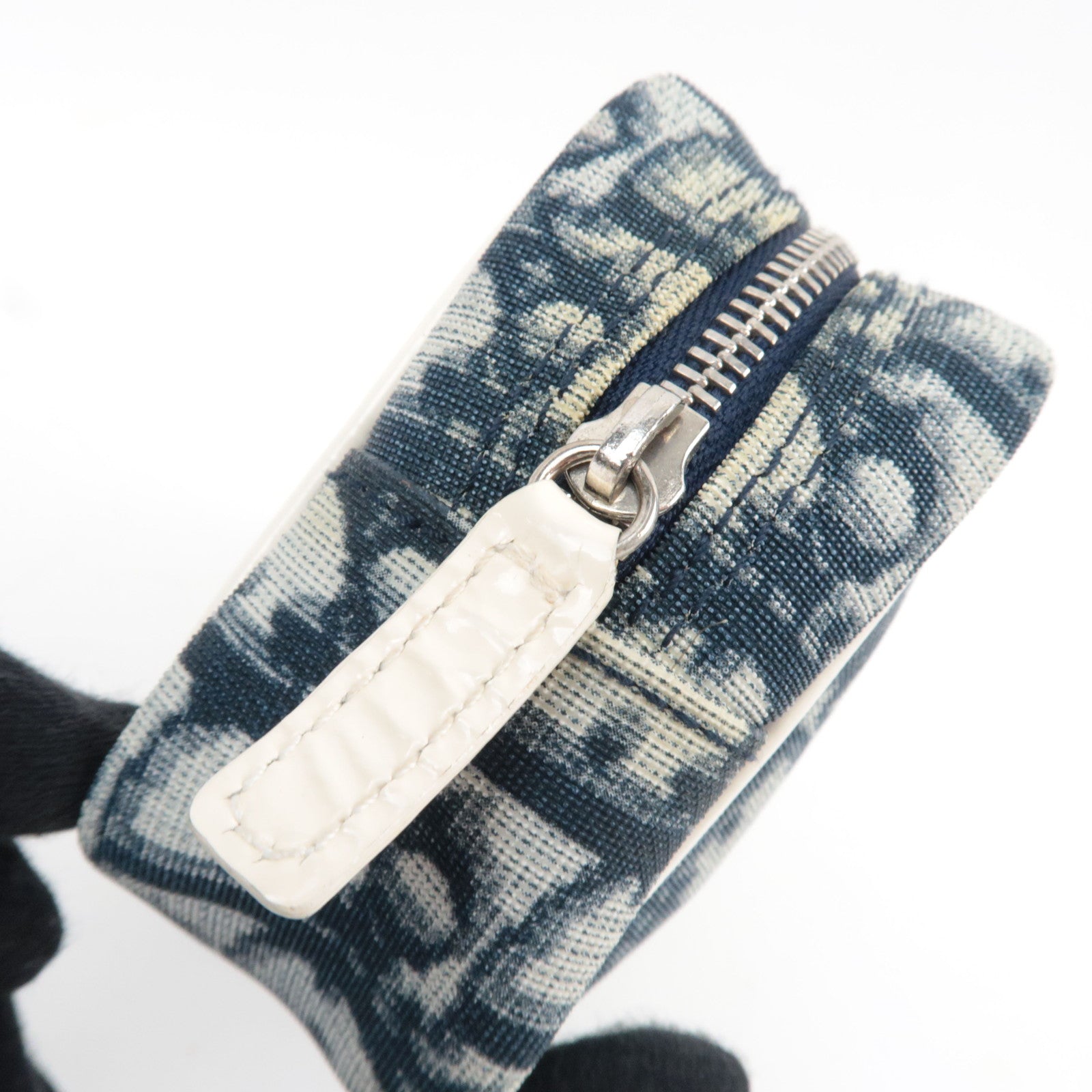 Christian Dior Trotter Cosmetic Pouch PVC Navy White